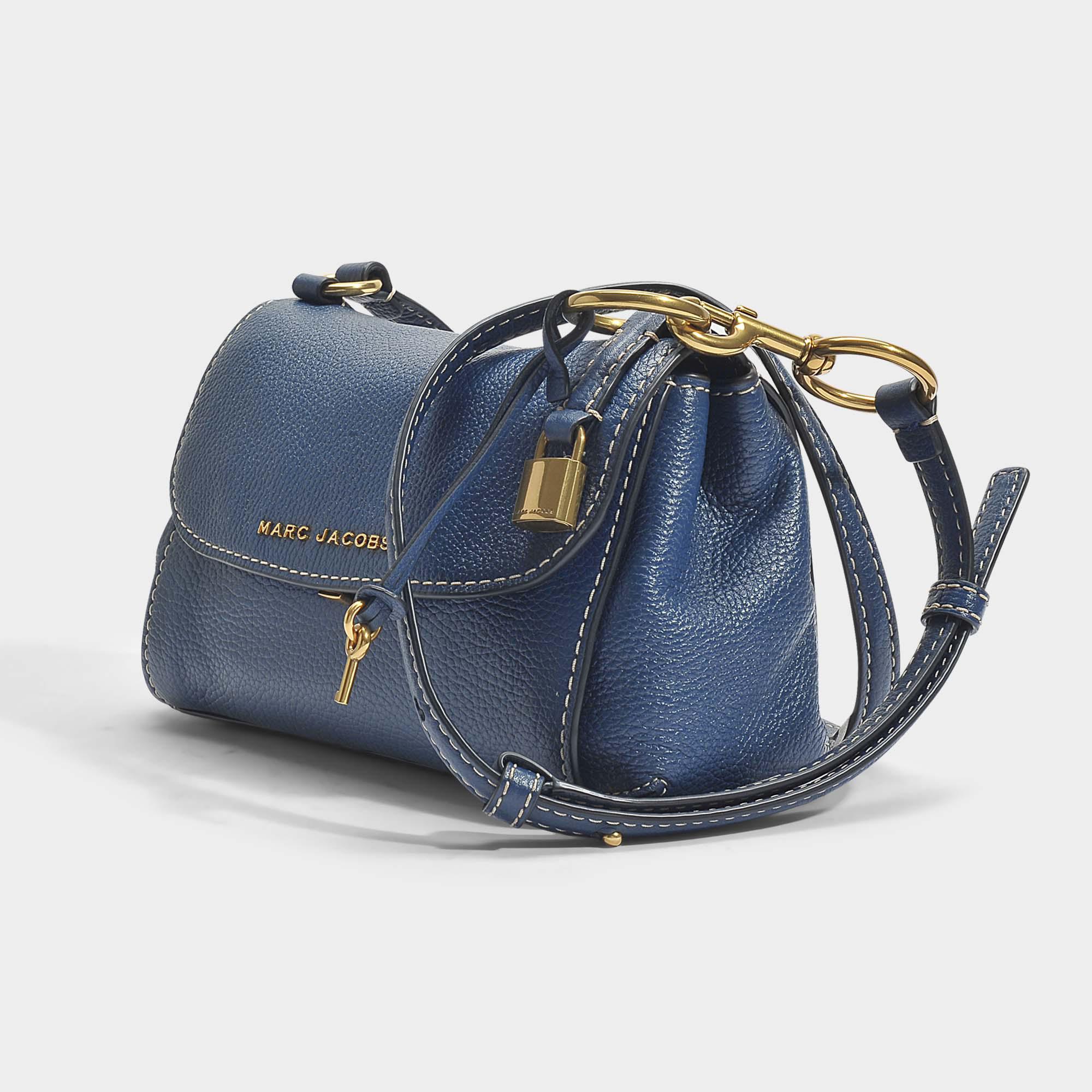Marc Jacobs The Mini Boho Grind Crossbody Bag In Blue Sea Cow Leather