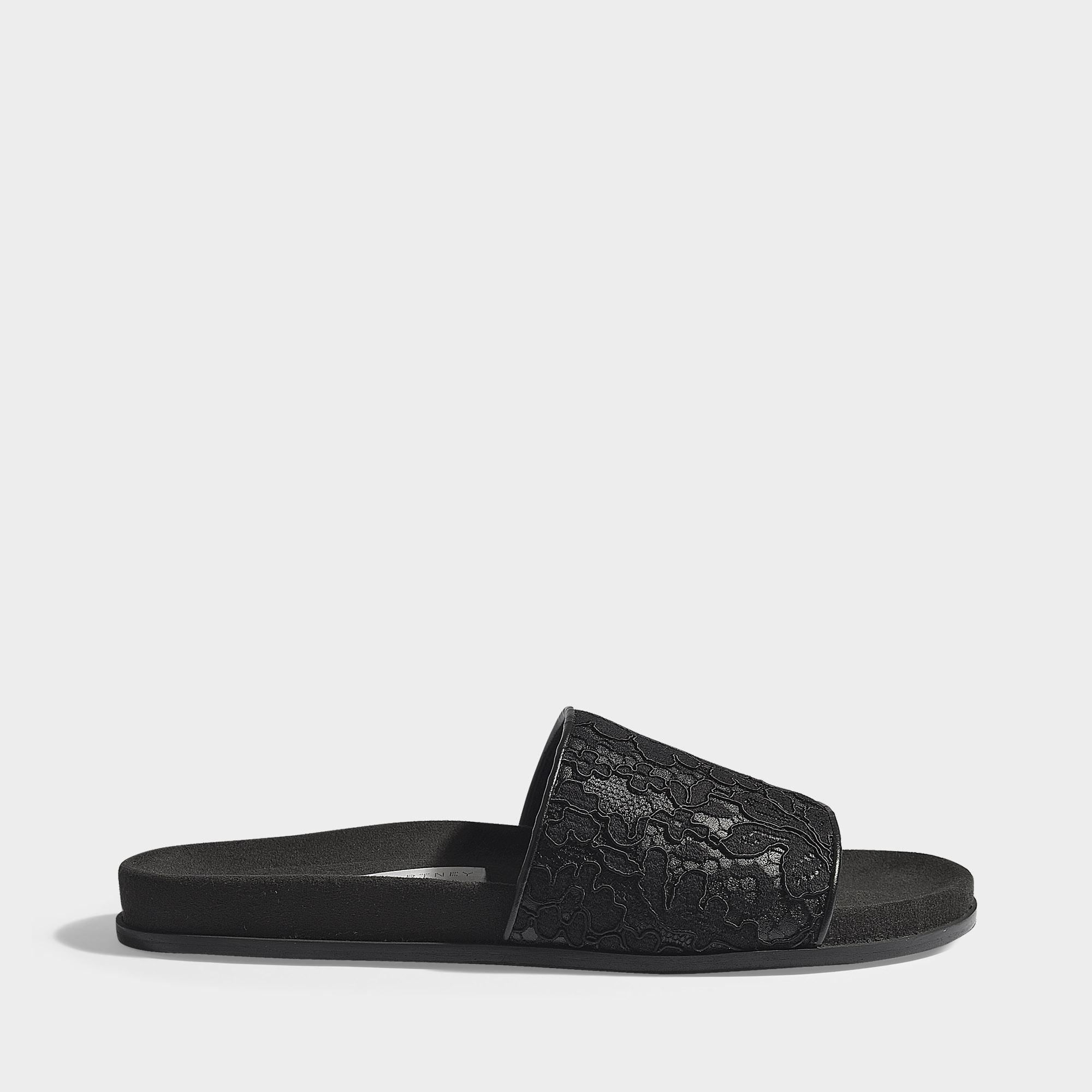 Stella McCartney Star Slides In Black Synthetic Material - Lyst