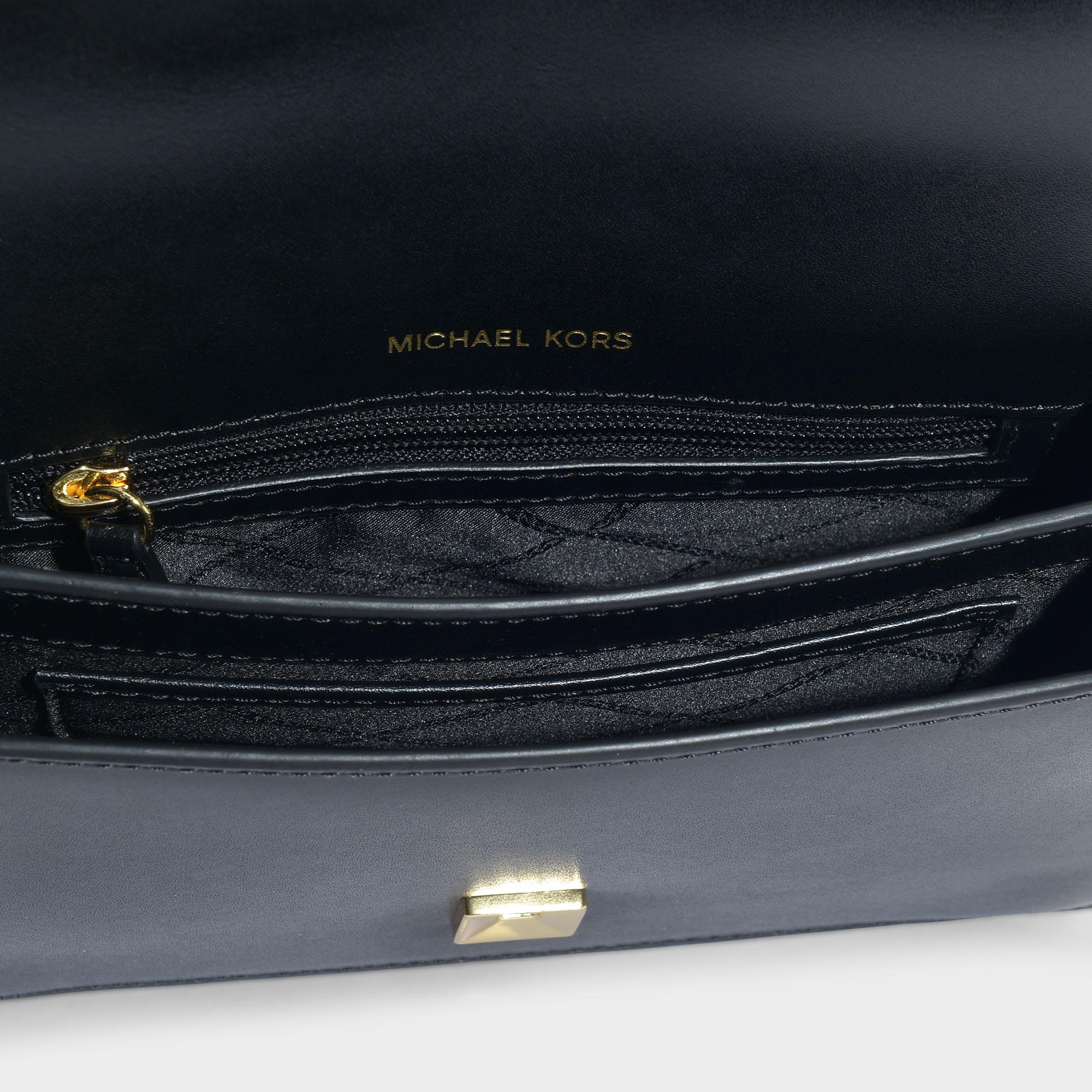 Michael Kors Mott Large Butterfly Chain Shoulder Bag In Black