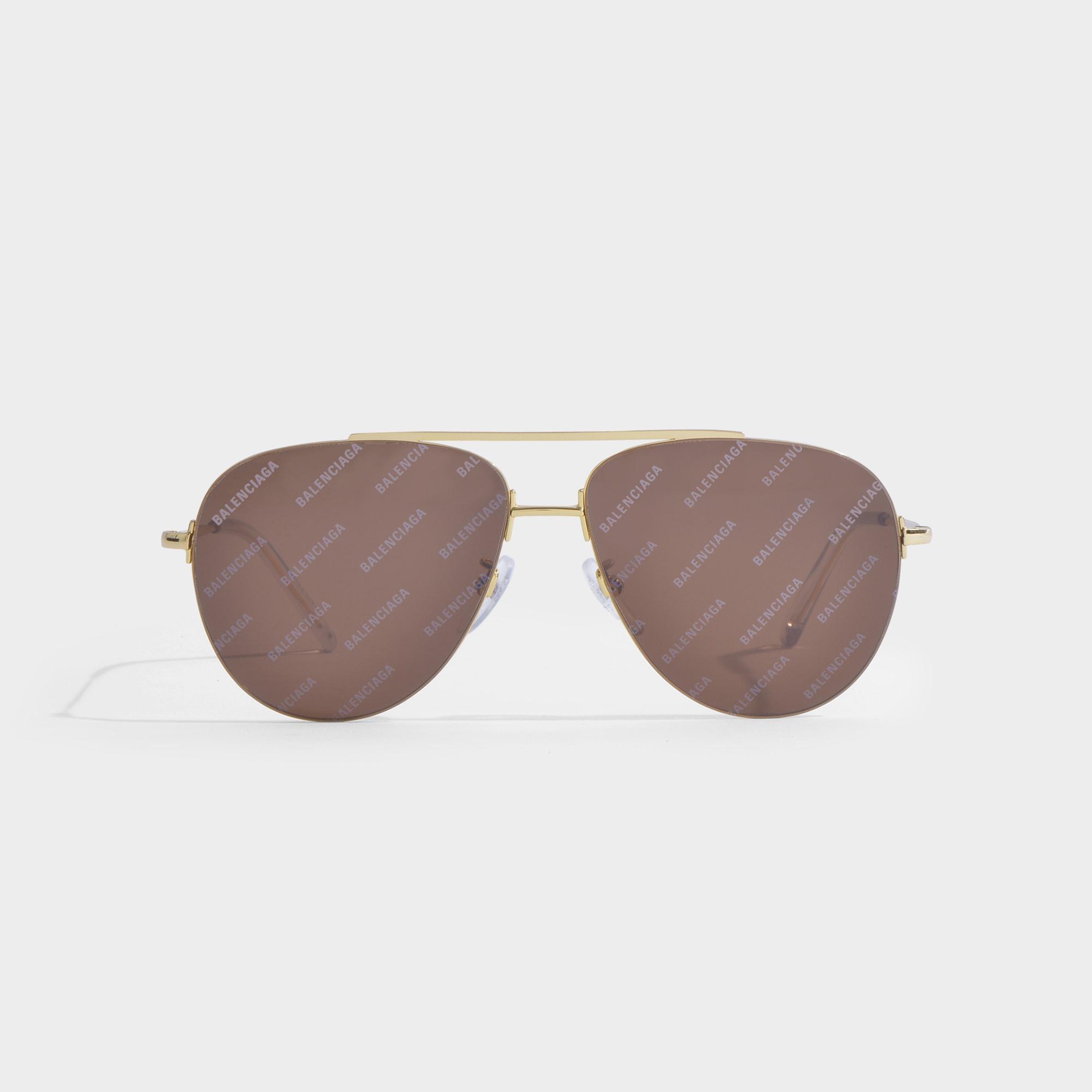 Balenciaga Invisible Aviator Sunglasses In Brown Metal With Monogrammed  Brown Lenses | Lyst