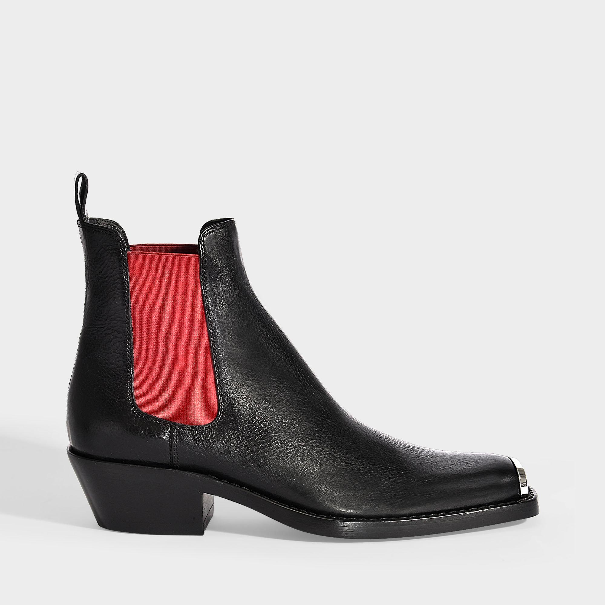 Calvin Klein Silver Toe Chelsea Boots In Calf Leather in Black Red (Black)  - Lyst