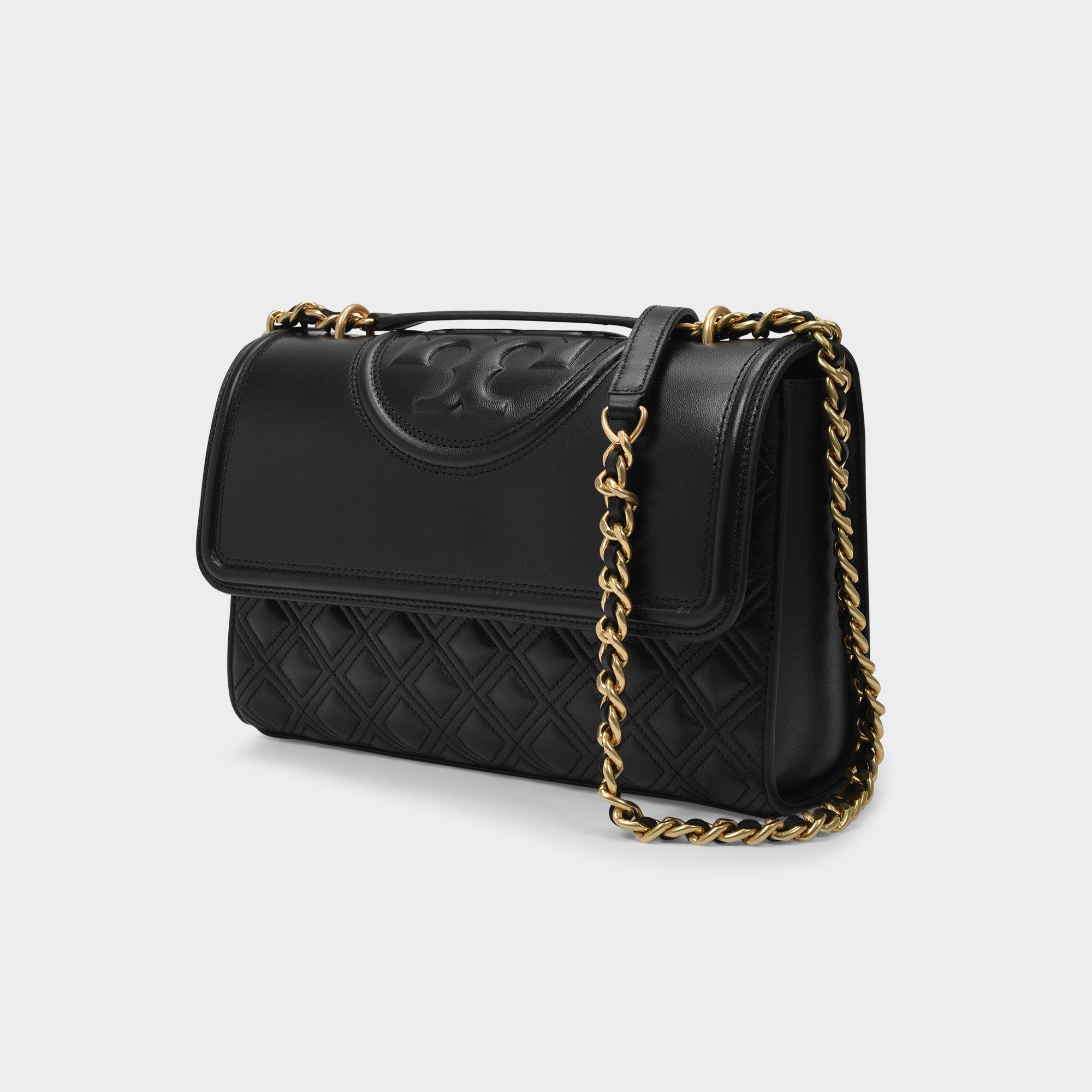 Tory Burch Fleming Convertible Shoulder Bag In Black Leather Lyst