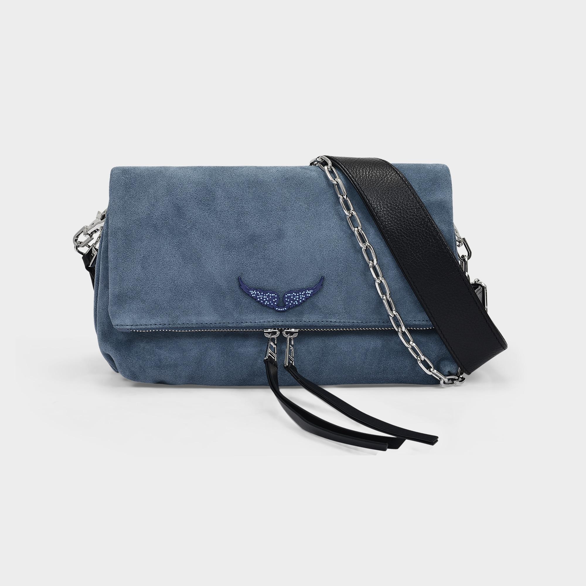 Zadig & Voltaire Rocky Crossbody Bag In Blue Suede