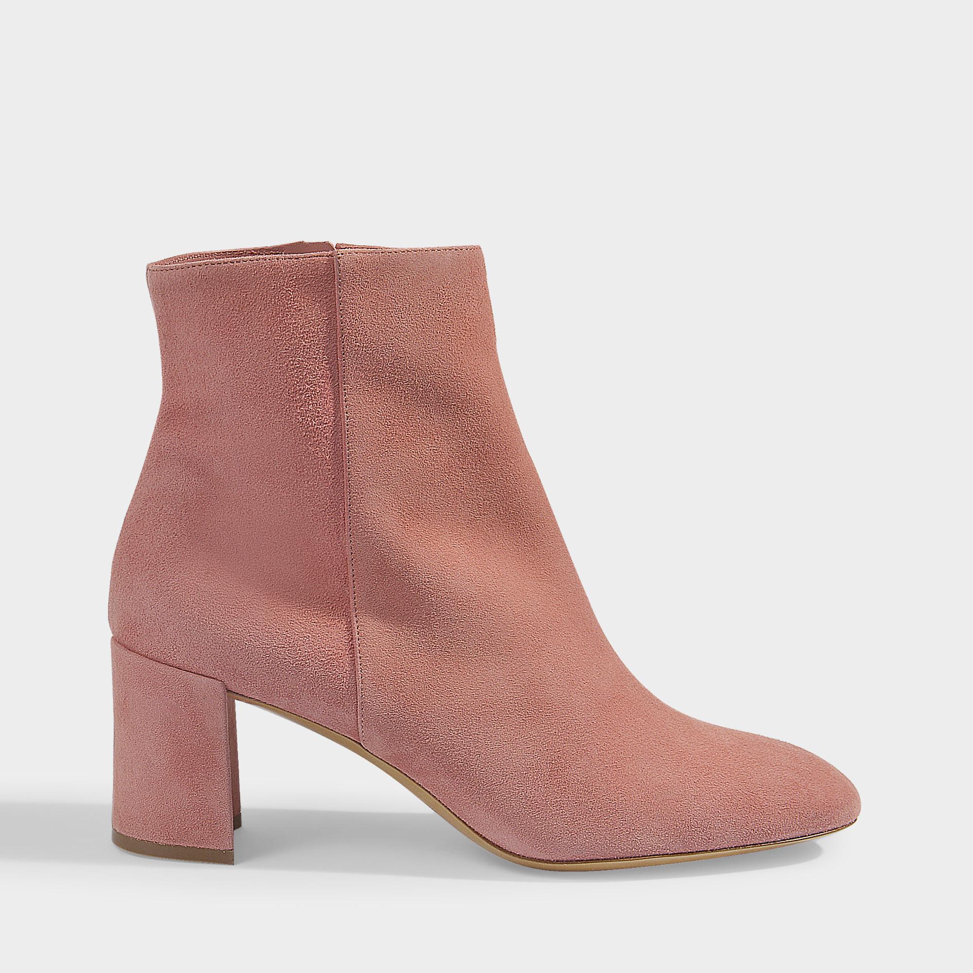 blush suede ankle boots