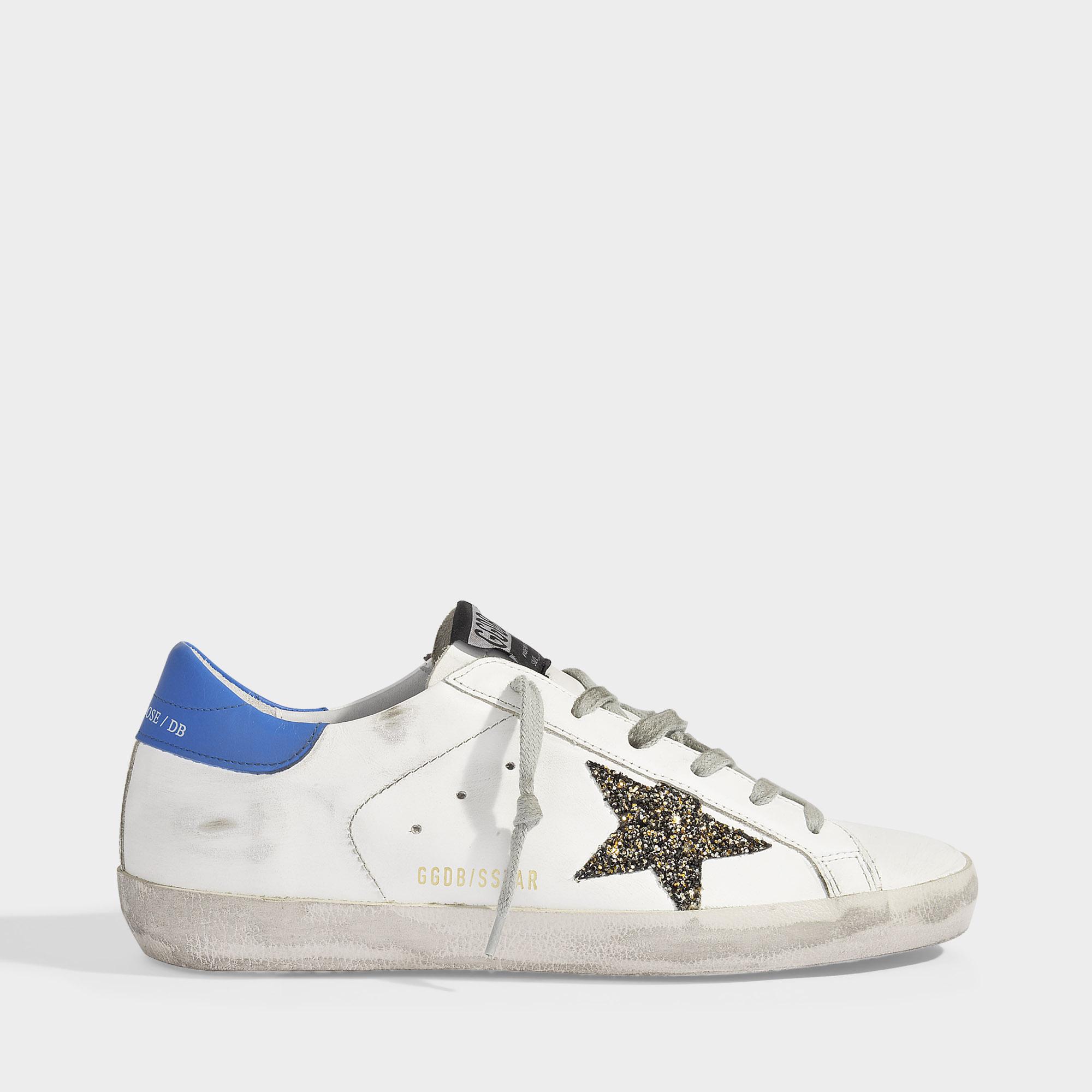 superstar sneakers in leather with glittery star