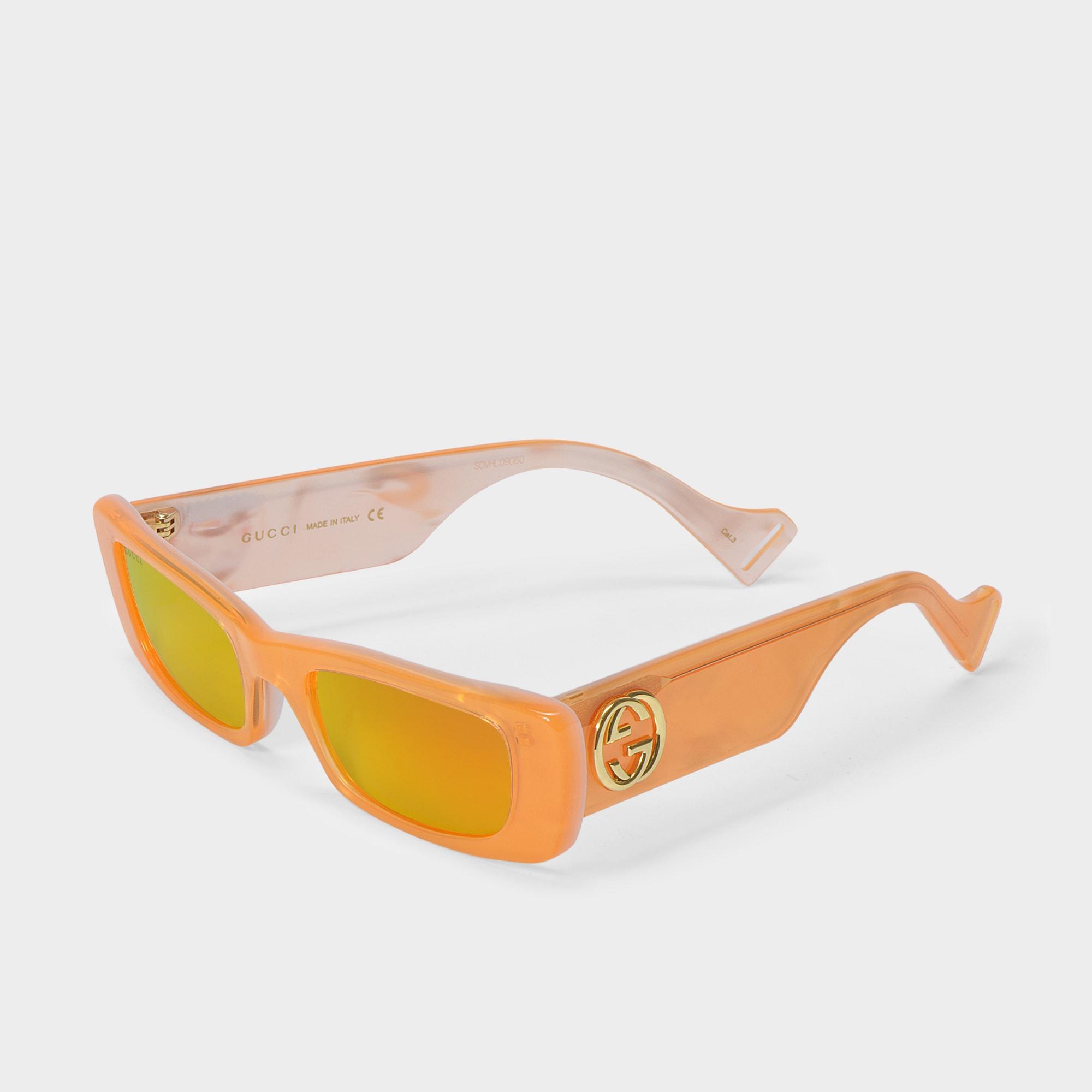 Installeren opbouwen Gewoon Gucci Rectangular Sunglasses In Neon Orange Acetate With Orange Lenses |  Lyst