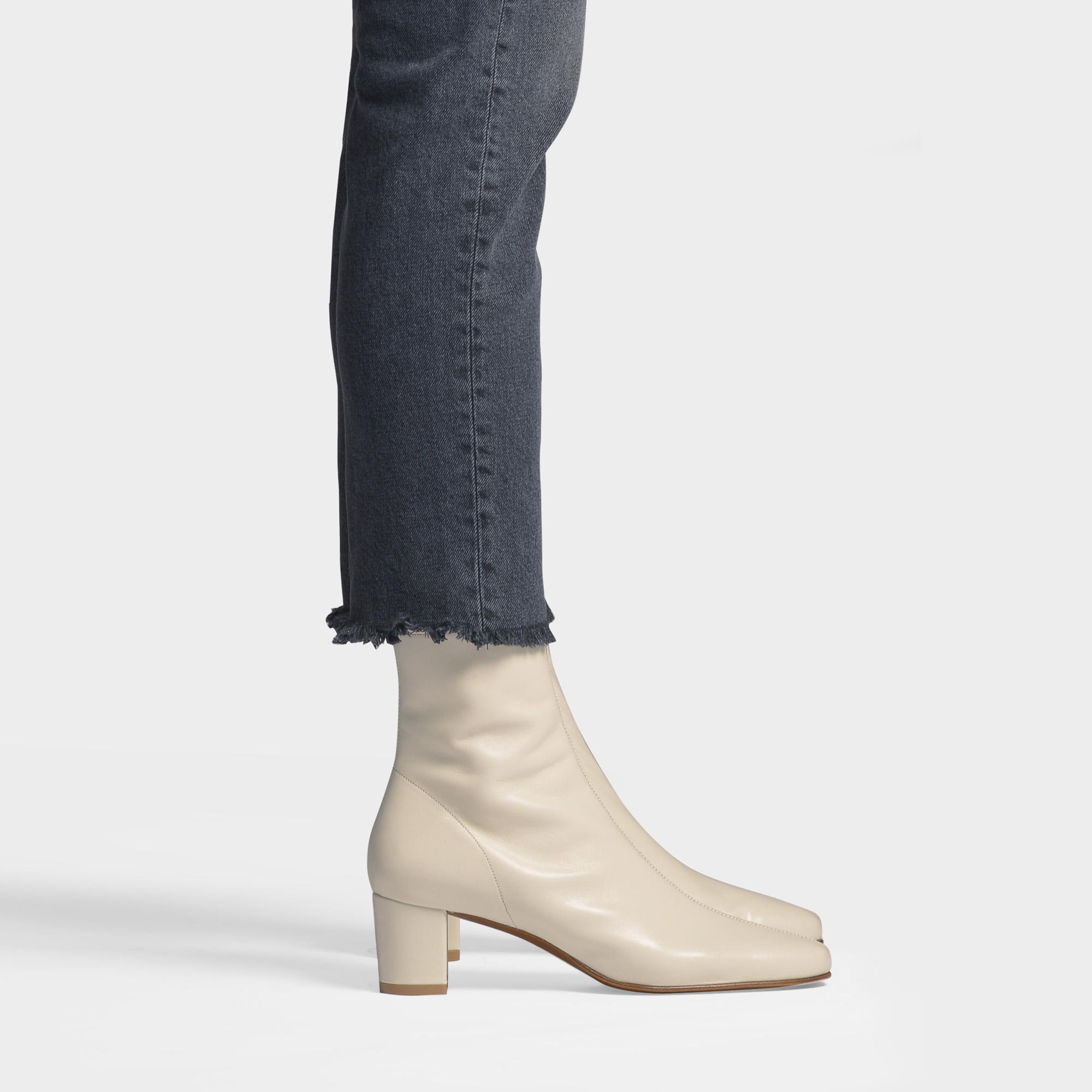 BY FAR Sofia Ankle Boots In White Leather | Lyst