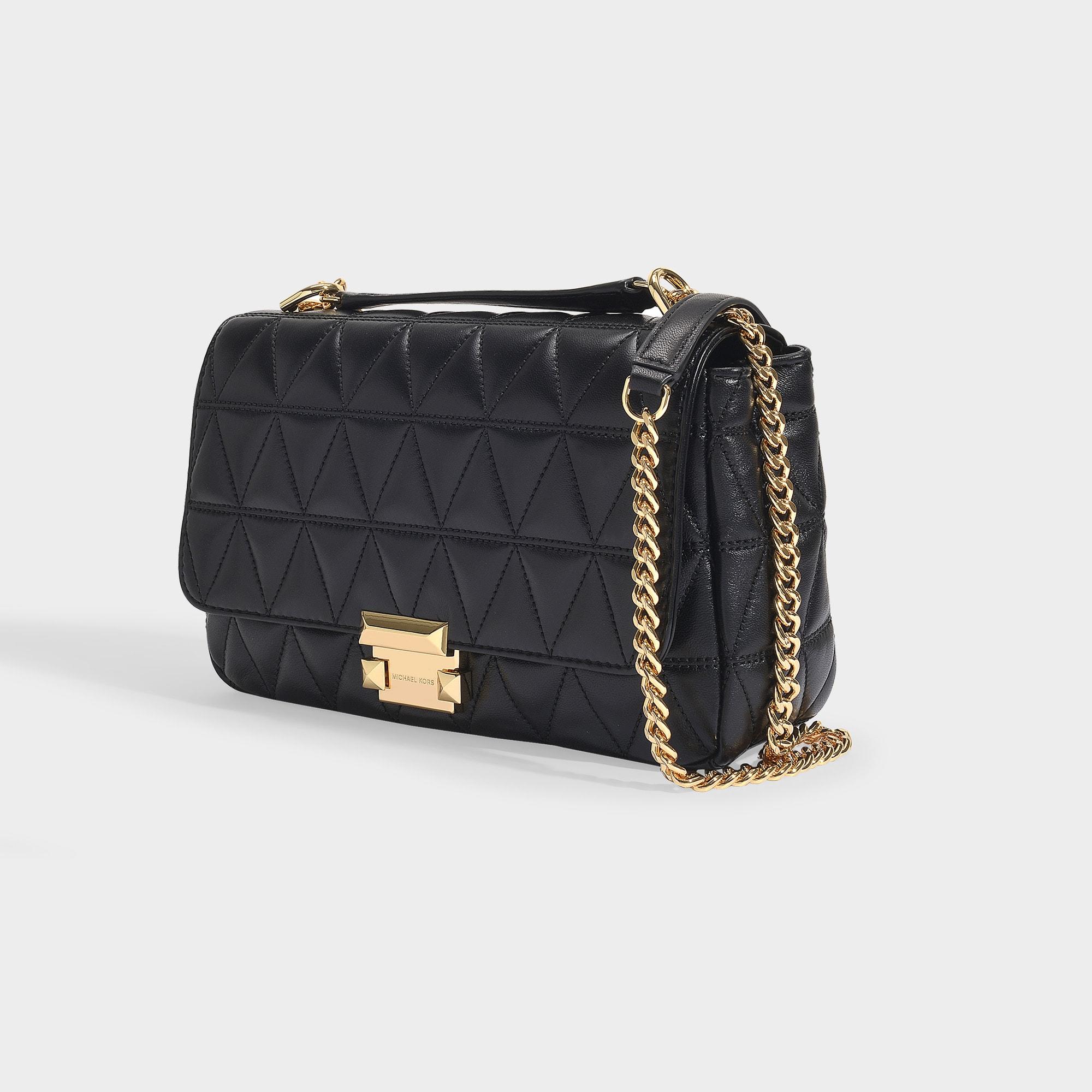 MICHAEL Michael Kors Sloan Large Chain Shoulder Bag In Black Pyramid  Quilted Lambskin | Lyst UK