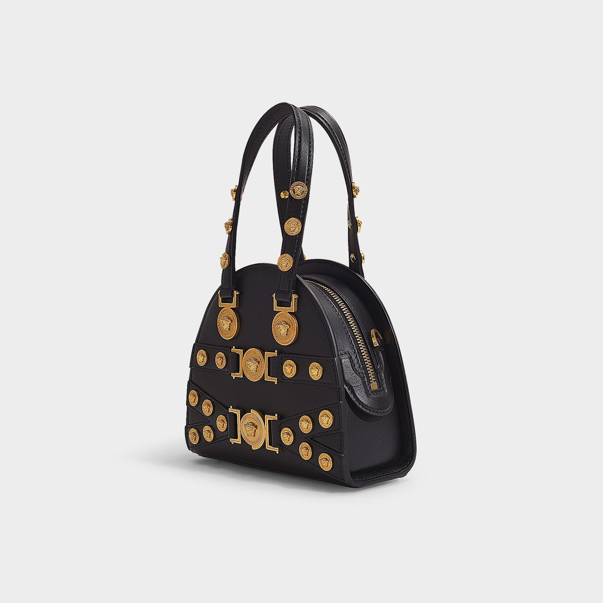Versace Mini Medallion Tribute Bag In Black Calfskin | Lyst
