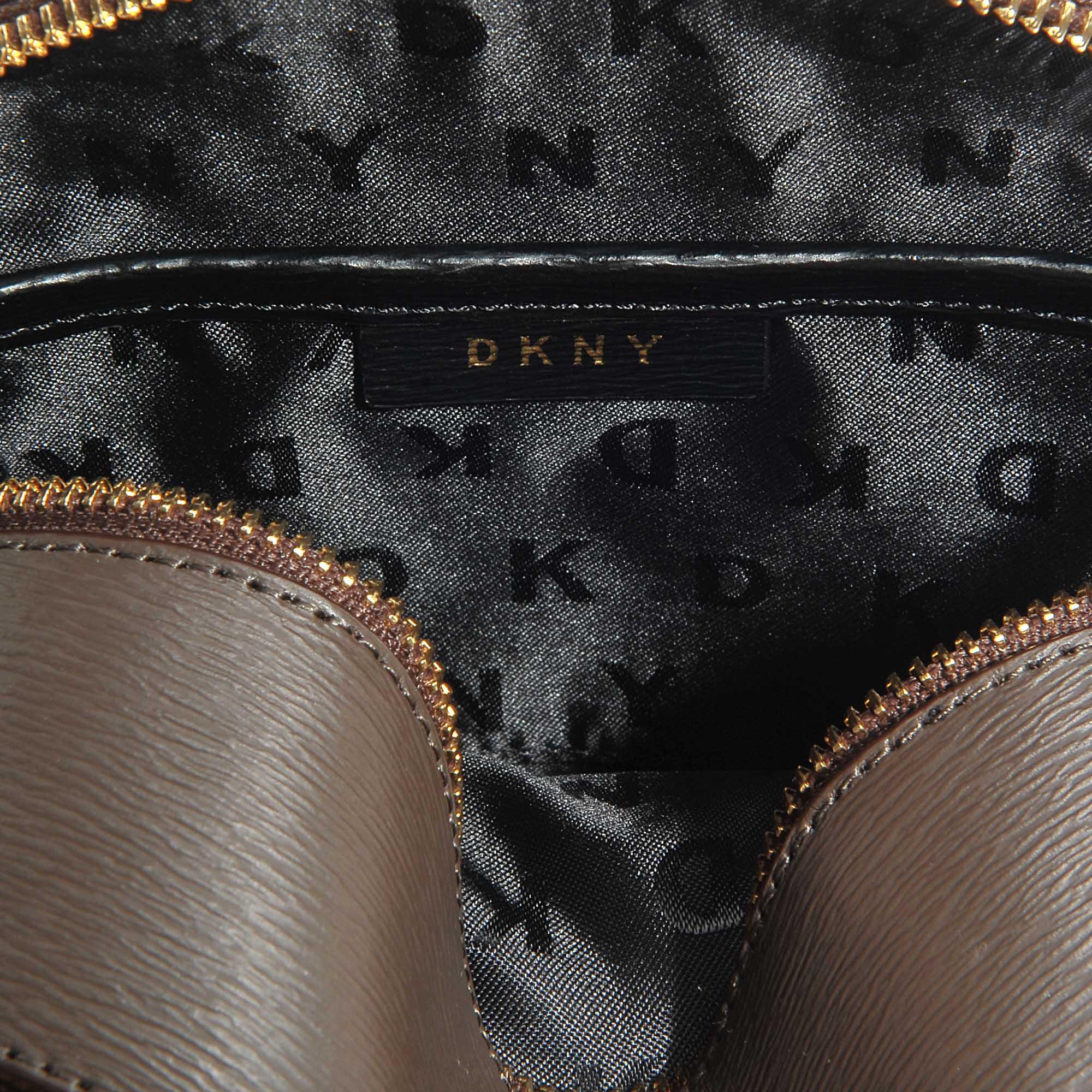 DKNY Logo Print Mini Backpack in Brown
