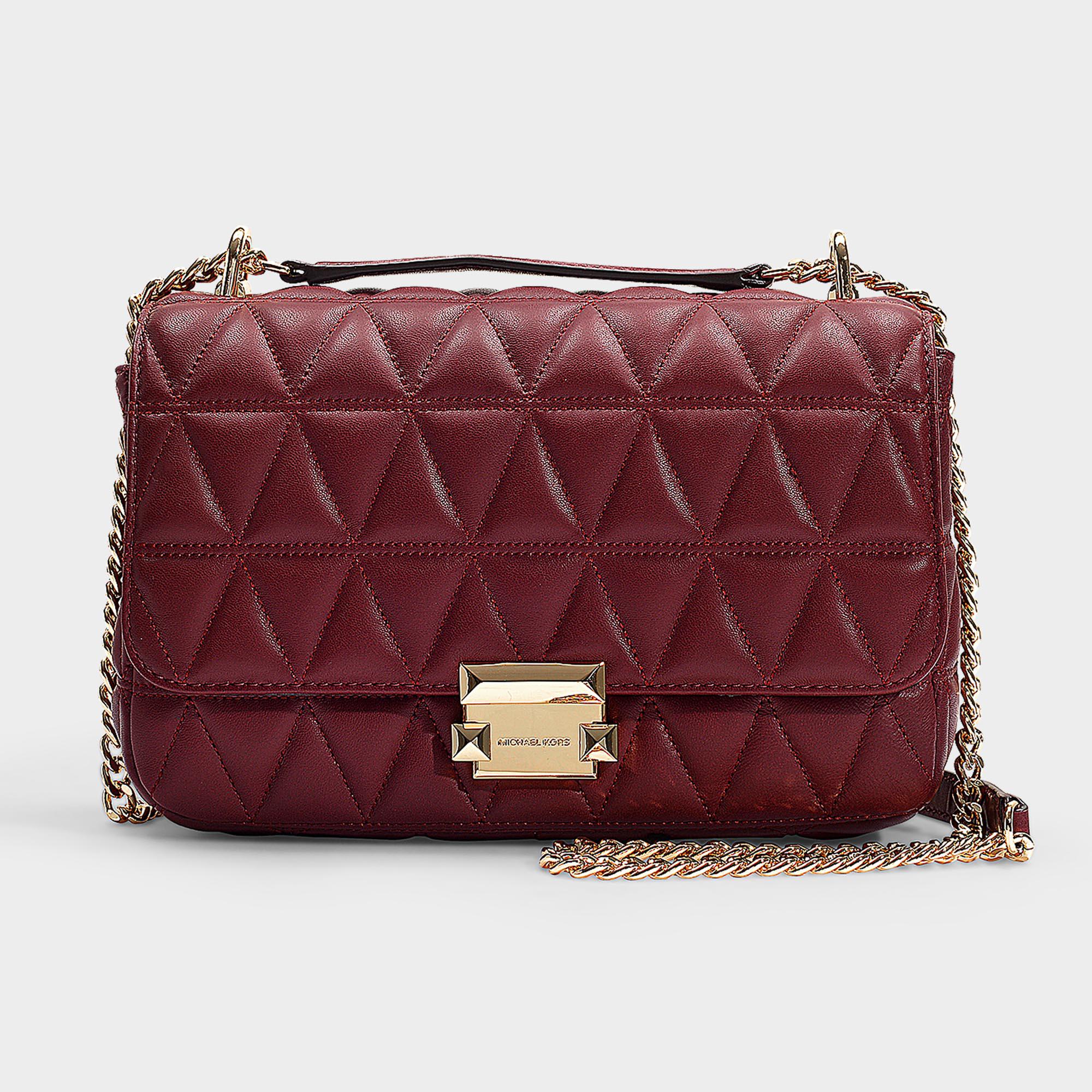 MICHAEL Michael Kors Sloan Large Chain Bag In Burgundy Quilted Lyst