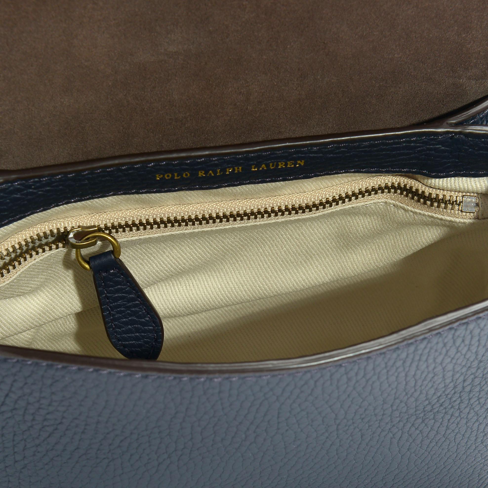 Polo Ralph Lauren Leather Lennox Medium Saddle Crossbody Bag In Navy