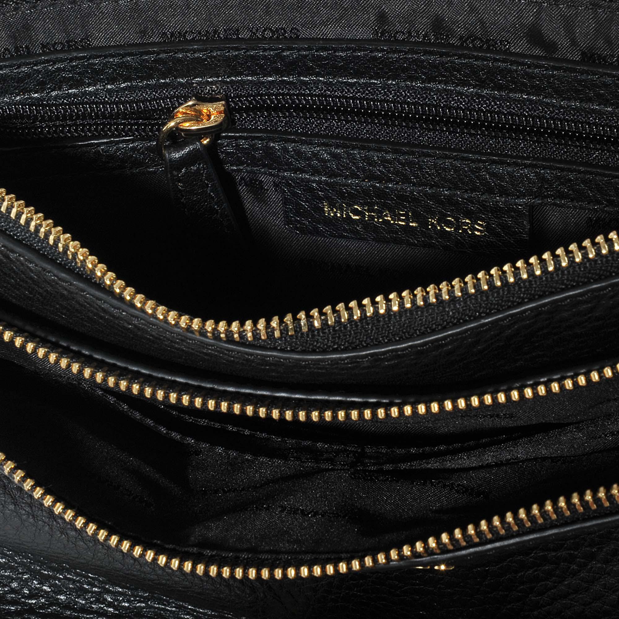 MICHAEL Michael Kors Double Zip Crossbody Bag In Black Pebble Leather | Lyst