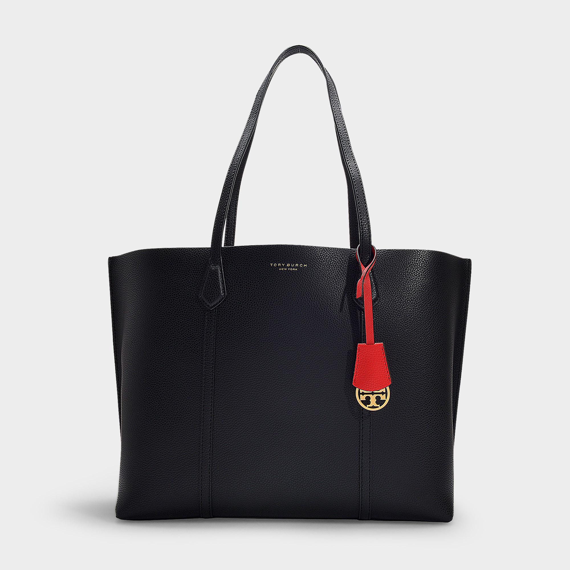 Tory Burch Leather Perry Triple Compartment Tote In Black Calfskin ...