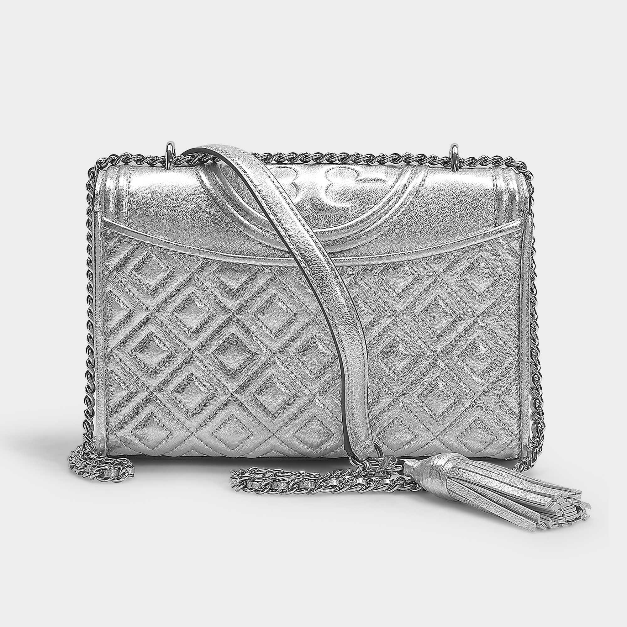 Tory Burch Leather Fleming Metallic Small Convertible Shoulder Bag ...