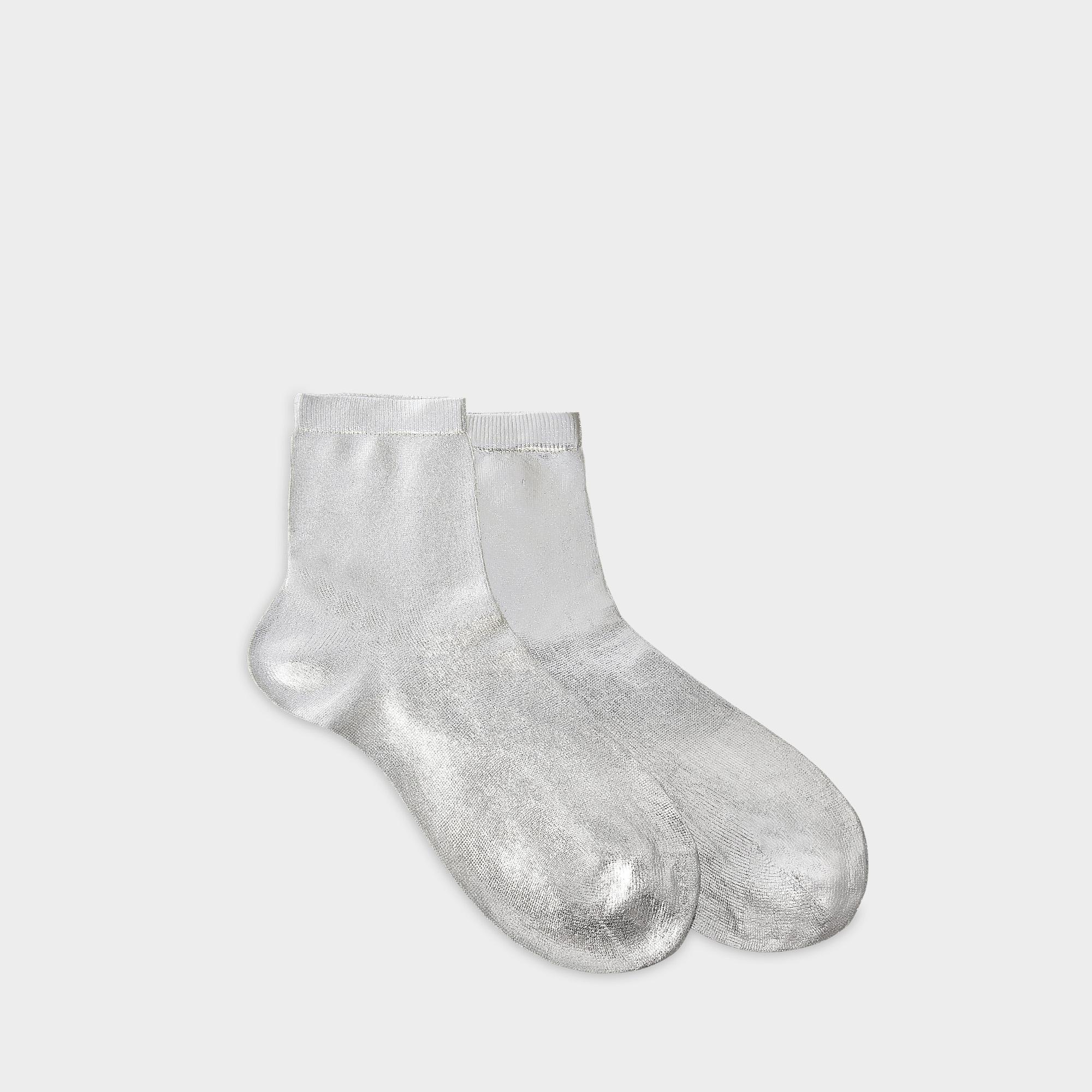 Maria La Rosa Metallic Socks In Silver Silk And Polyamide in Gray | Lyst