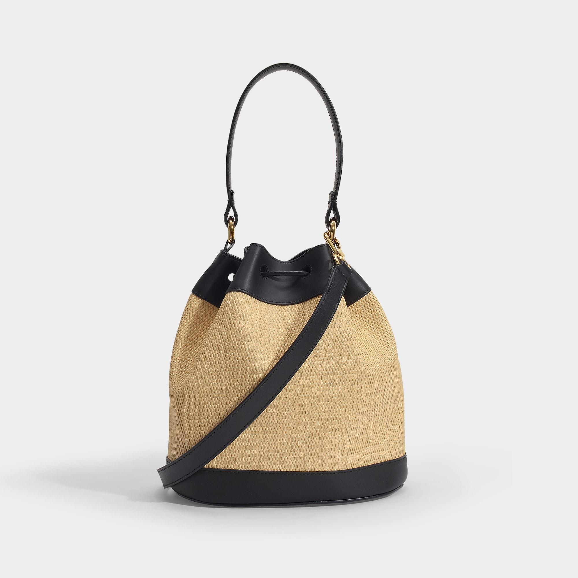 Furla Small Corona Drawstring Bucket Bag in Beige (Black) - Lyst
