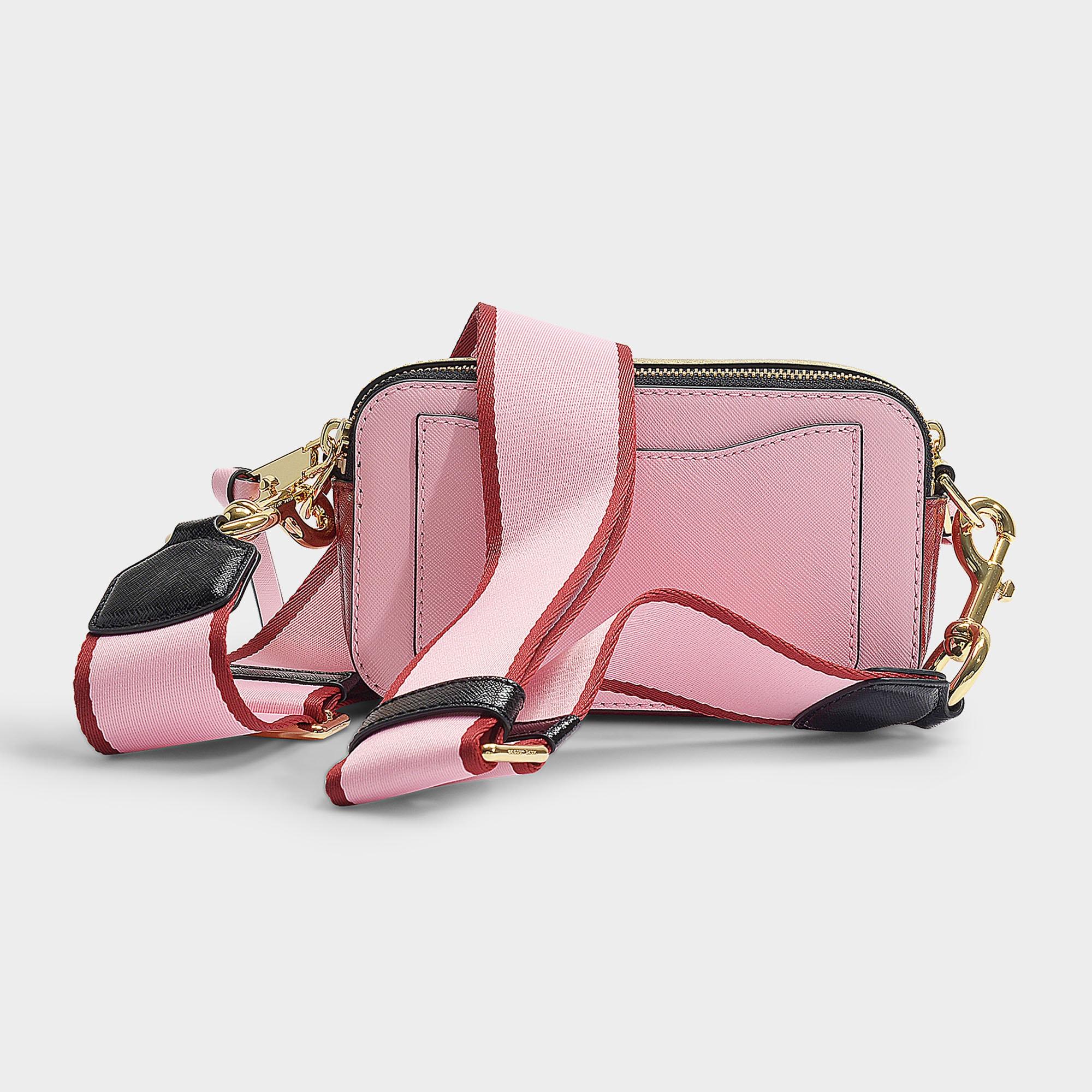Marc Jacobs Snapshot Bag In Baby Pink And Red Leather With Polyurethane  Coating