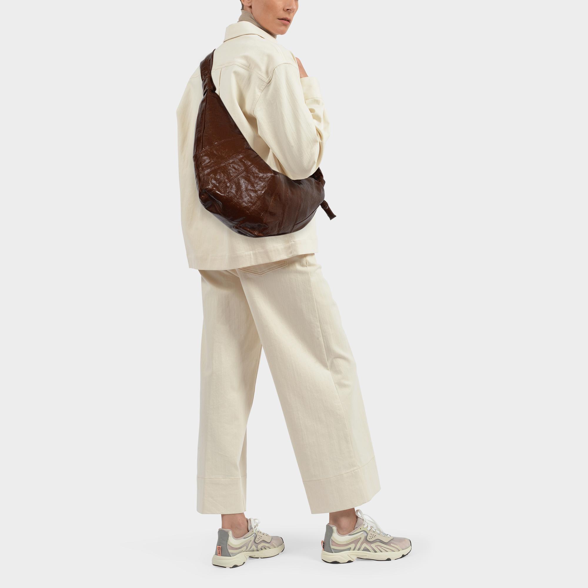 Lemaire Shoulder Bag Large Croissant In Brown Canvas