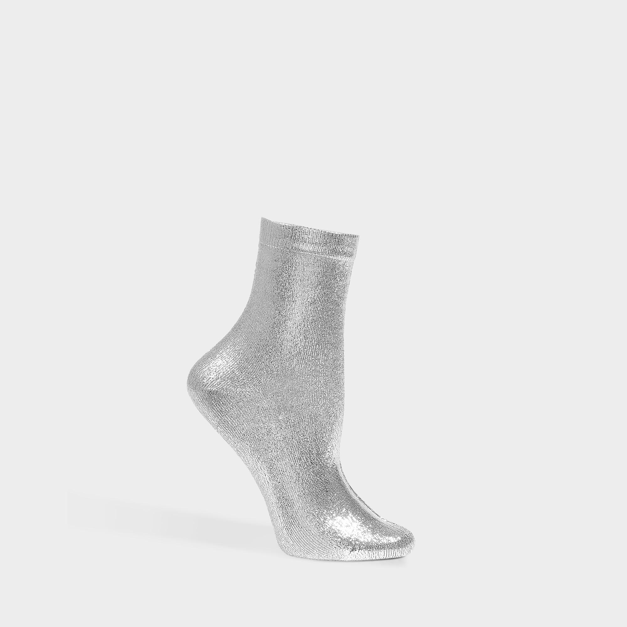 Maria La Rosa Metallic Socks In Silver Silk And Polyamide in Gray | Lyst
