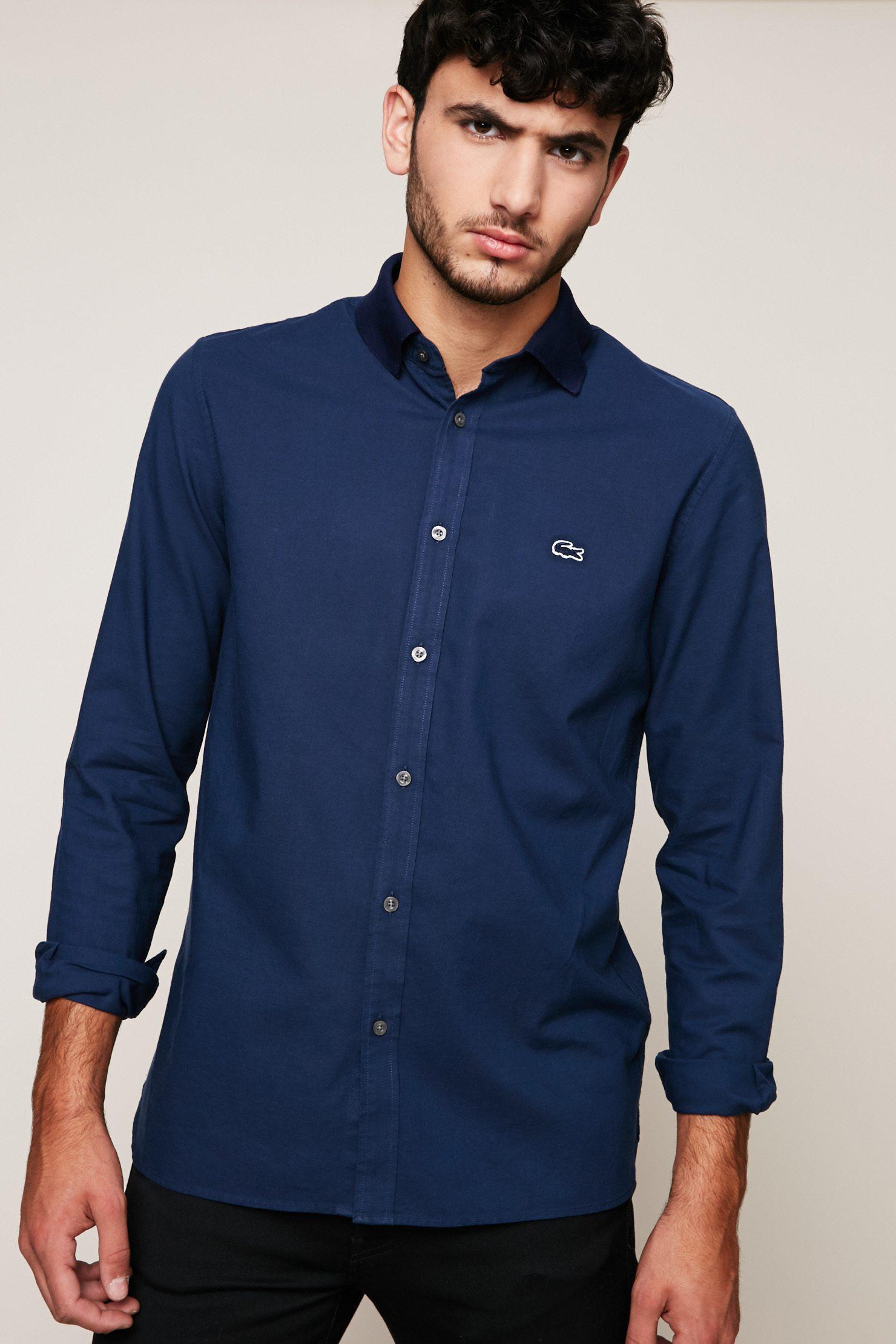 Lyst Lacoste Long Sleeve Shirt in Blue for Men