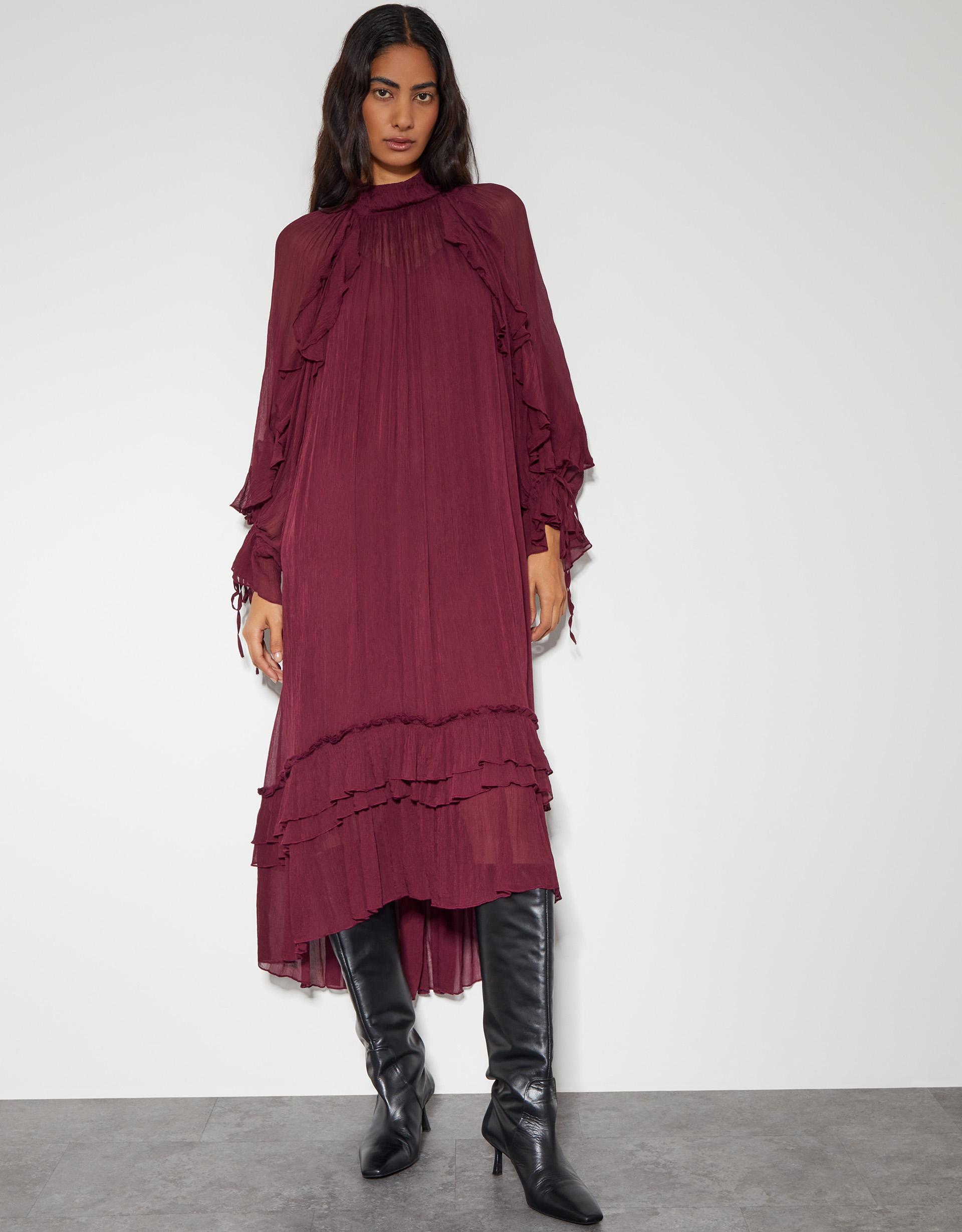 long sleeve burgundy dresses for women Modest Burgundy Bridesmaid Dresses With 3/4 Sleeves – Lisposa
