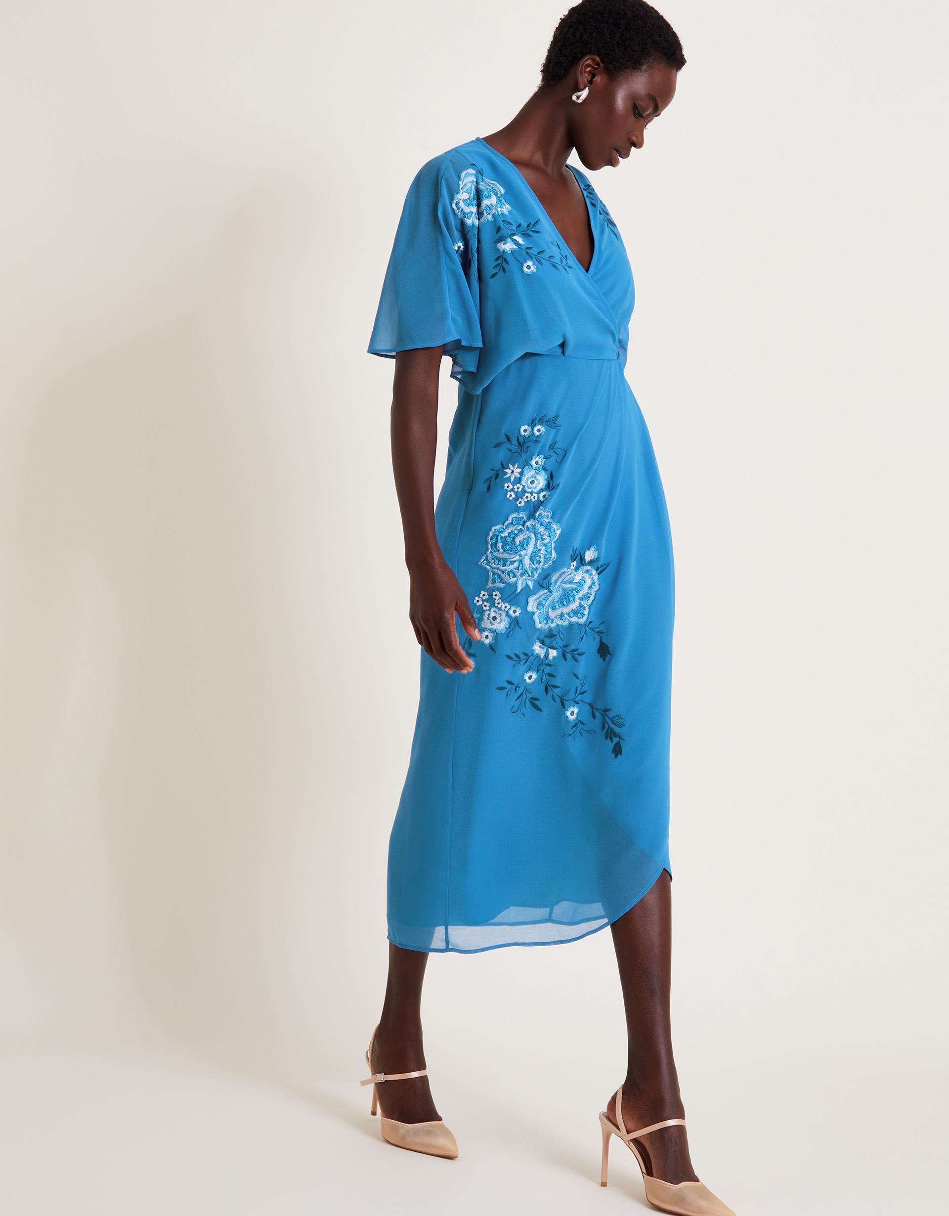 Monsoon Lyla Floral Embellished Midi Dress Blue | Lyst UK