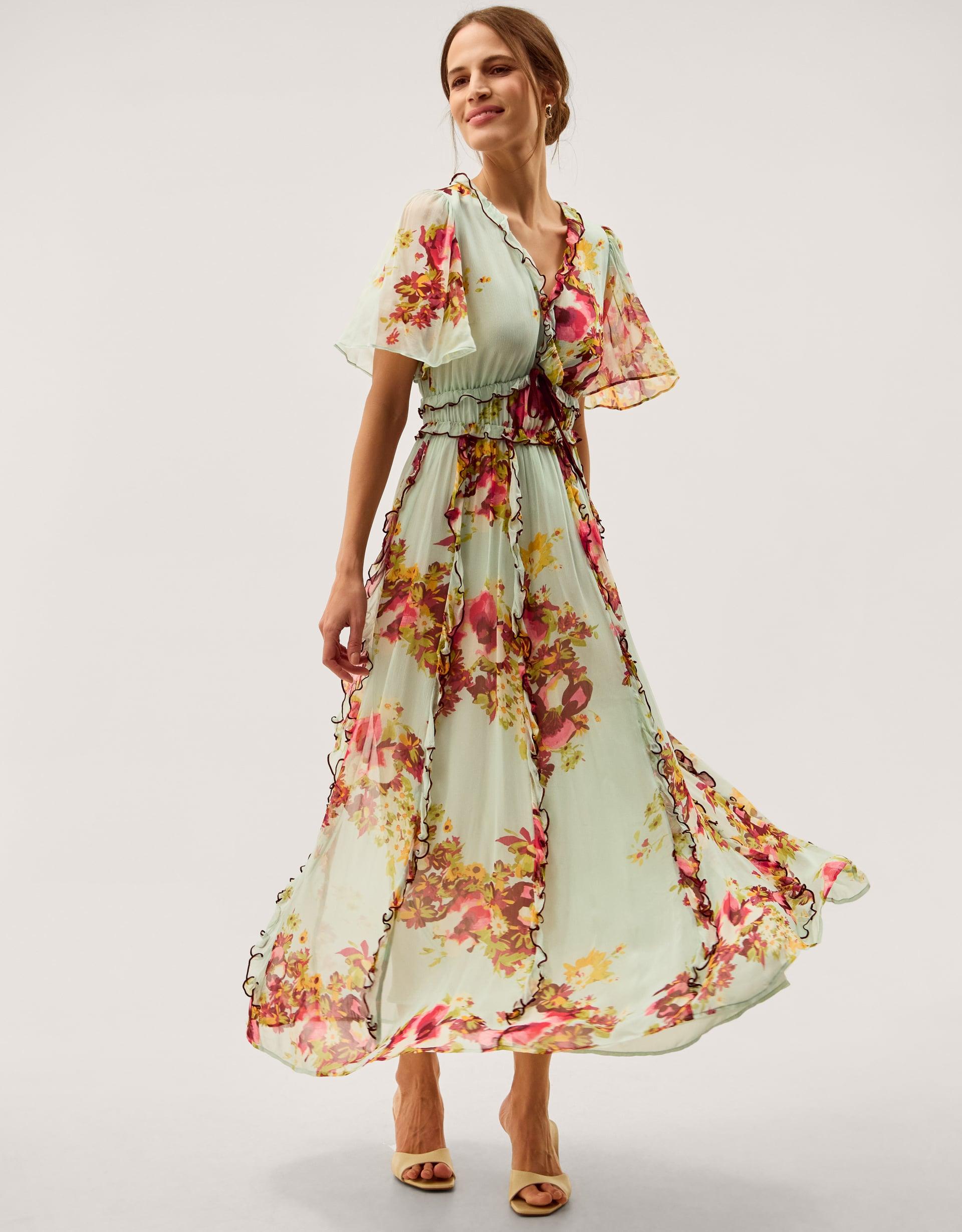 Monsoon Perrie Floral Print Frill Maxi Dress Green | Lyst UK Monsoon Perrie Floral Print Frill Maxi Dress Green | Lyst UK