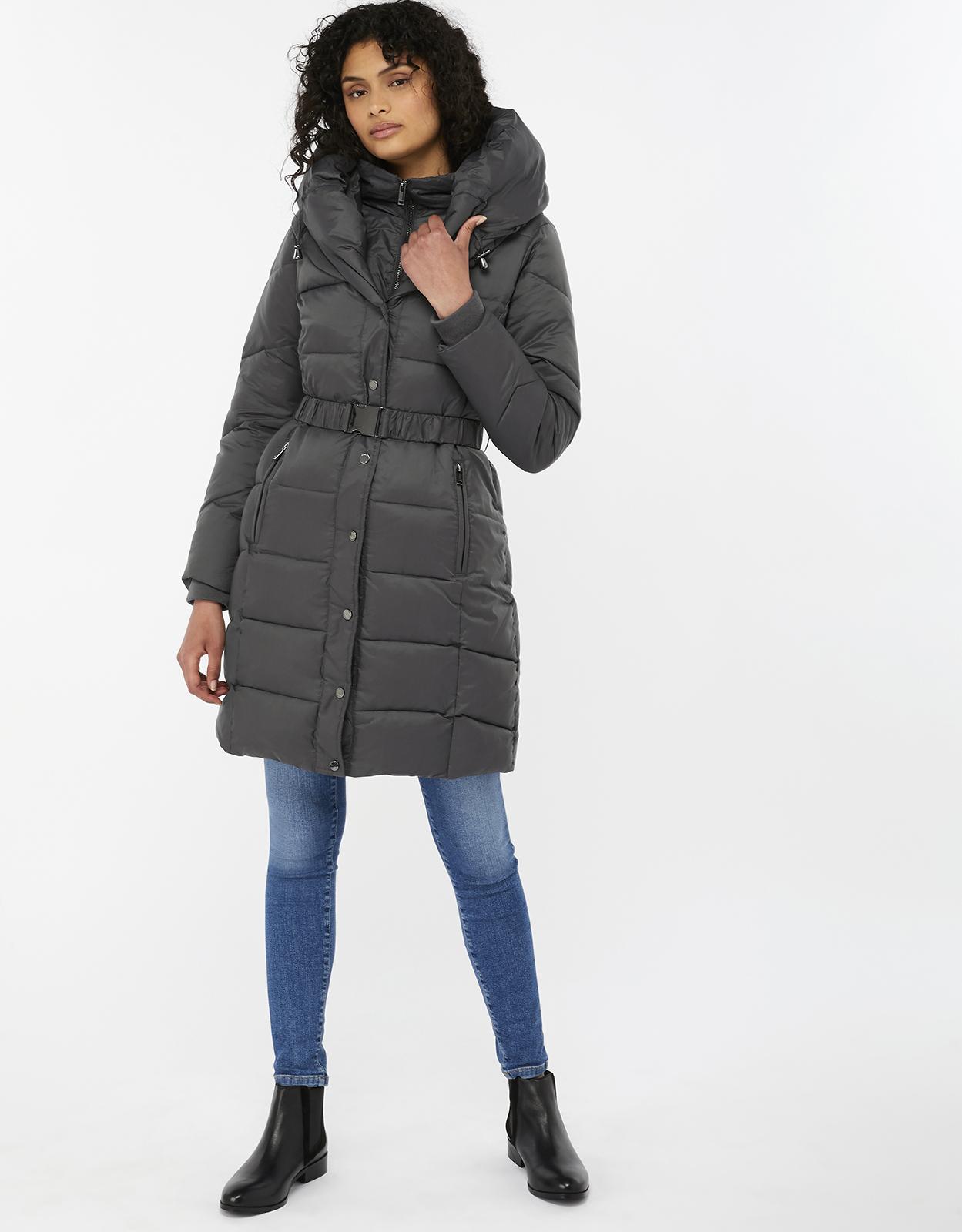 Monsoon Laurel Belted Shawl Long Padded Coat in Grey (Grey) Lyst