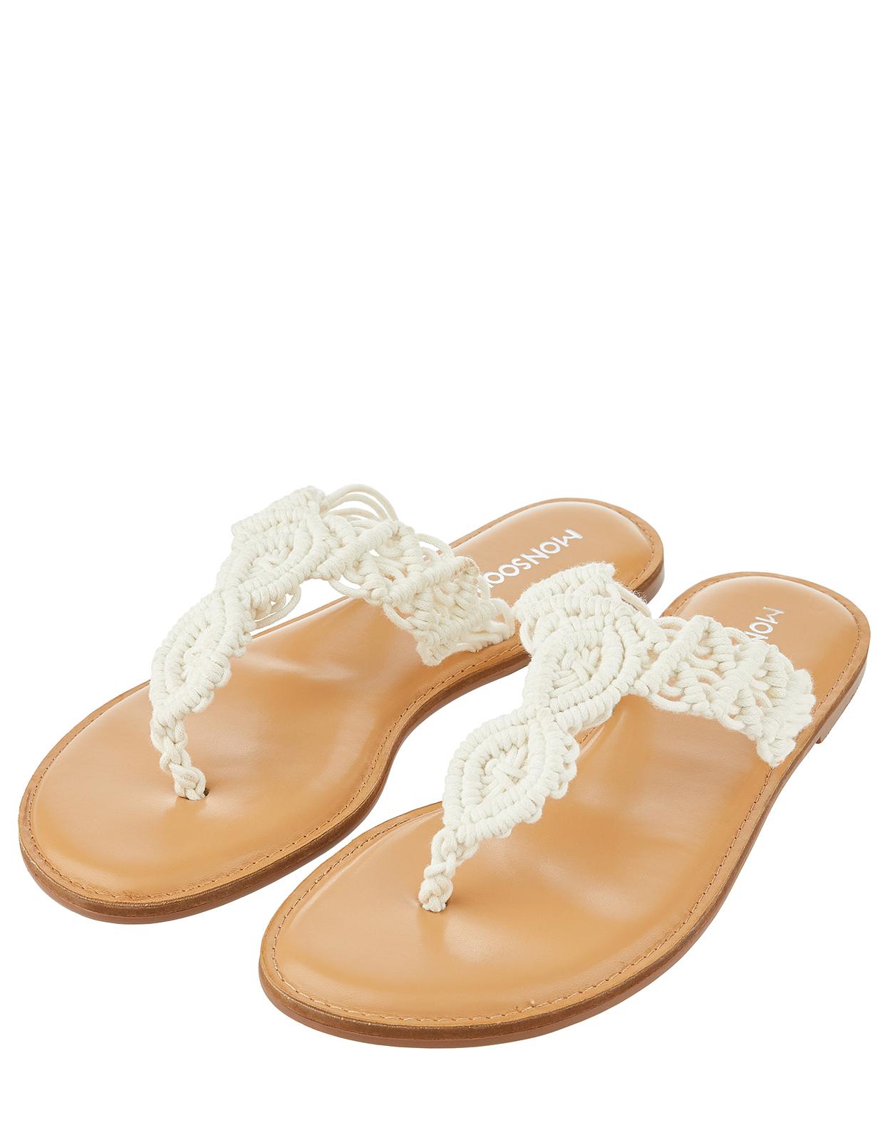 cream toe post sandals