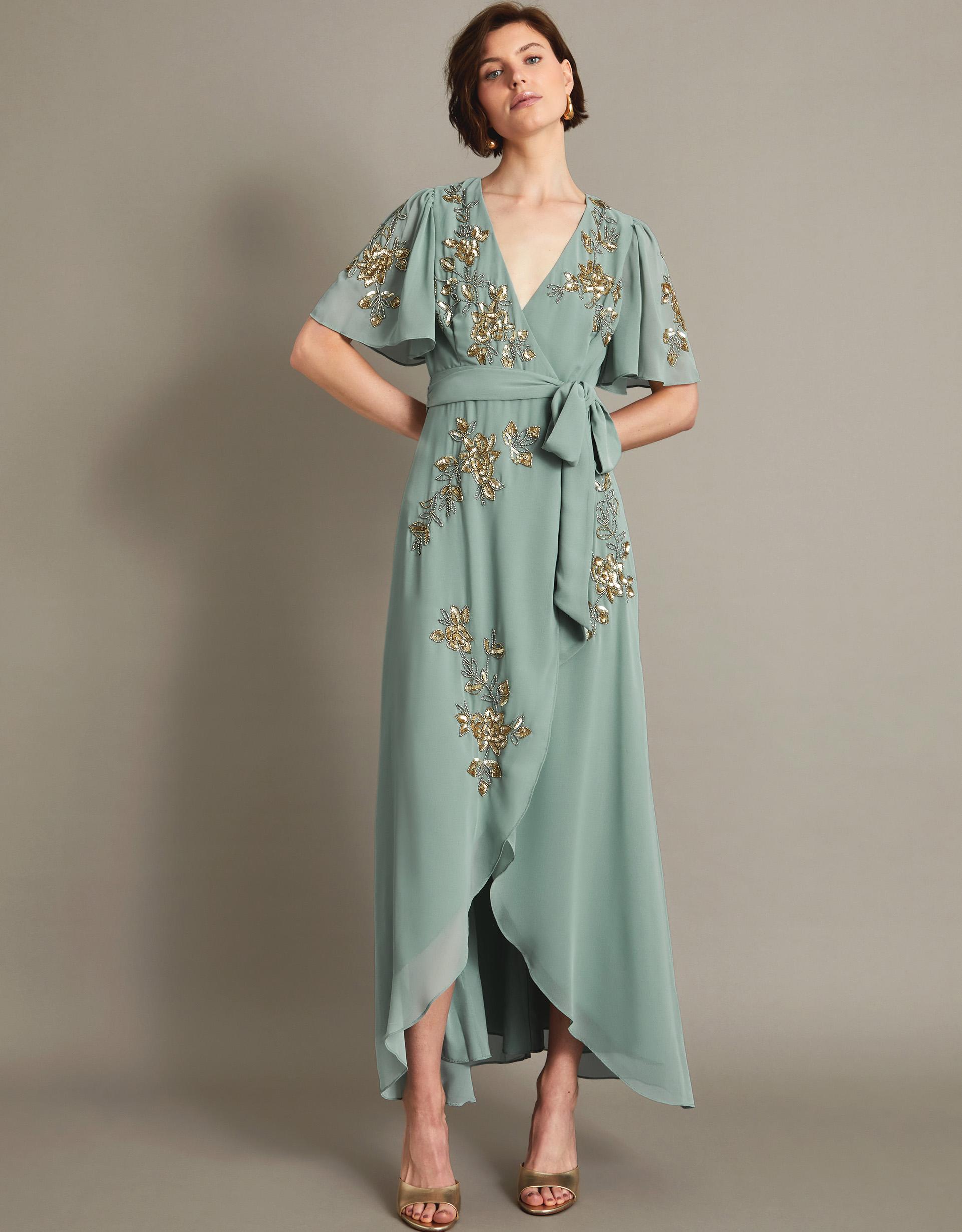 Monsoon Sarah Embellished Wrap Dress Green | Lyst UK Monsoon Sarah Embellished Wrap Dress Green | Lyst UK