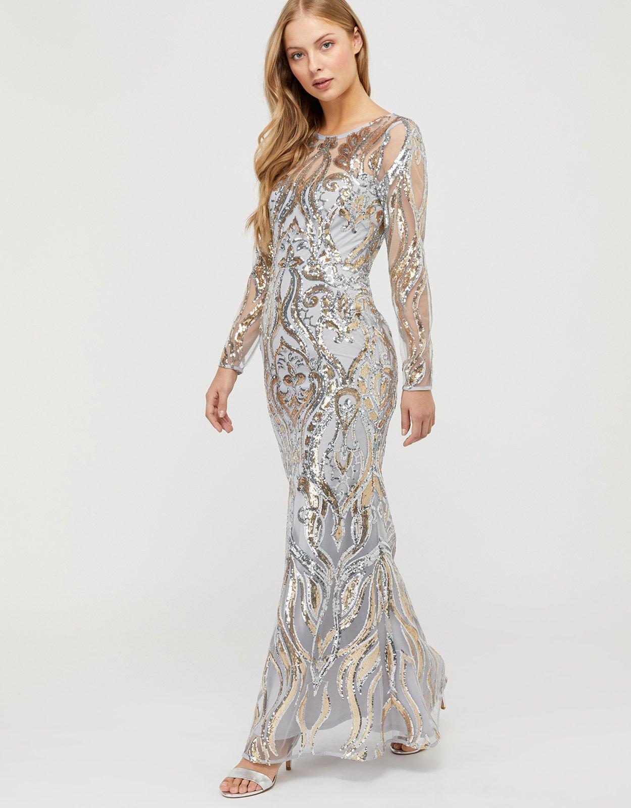 monsoon silver sequin dress