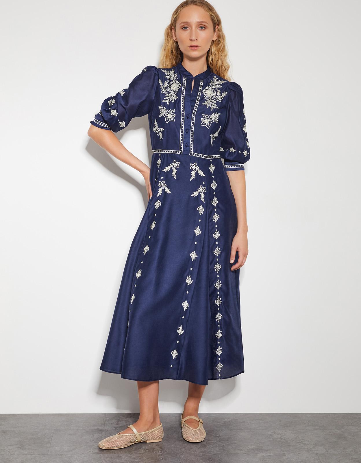 Short Velvet Embroidered Dress Faith Embroidered Velvet Dress Teal
