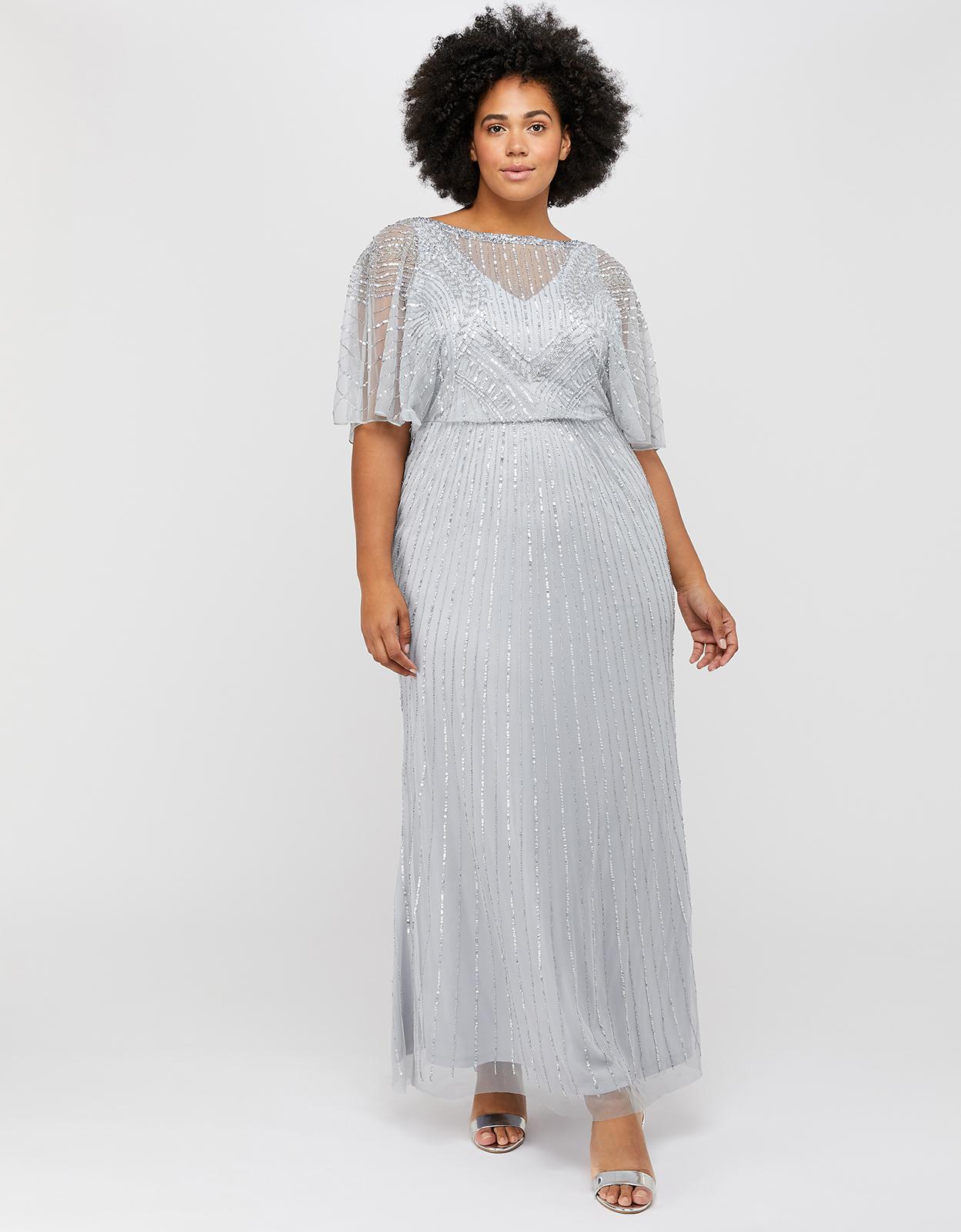 monsoon grey embellished dress