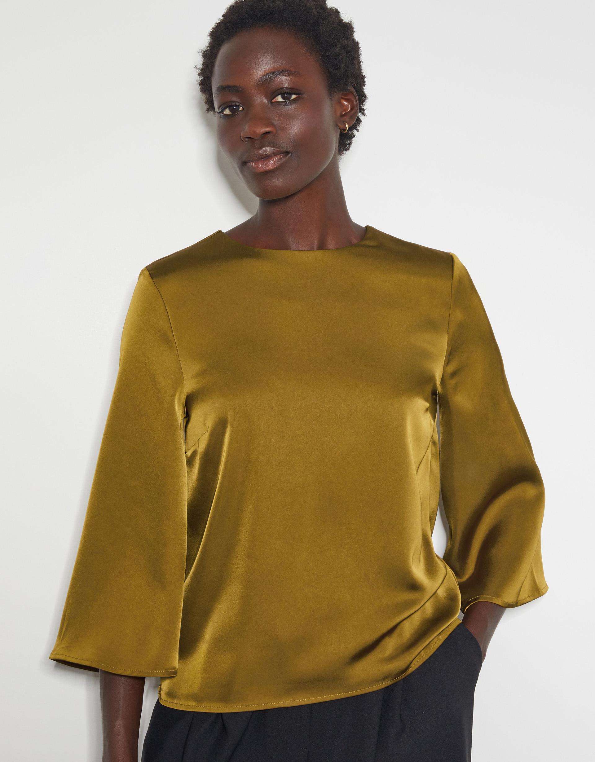 Monsoon Ingrid Bell Sleeve Satin Top Green in Natural Lyst UK