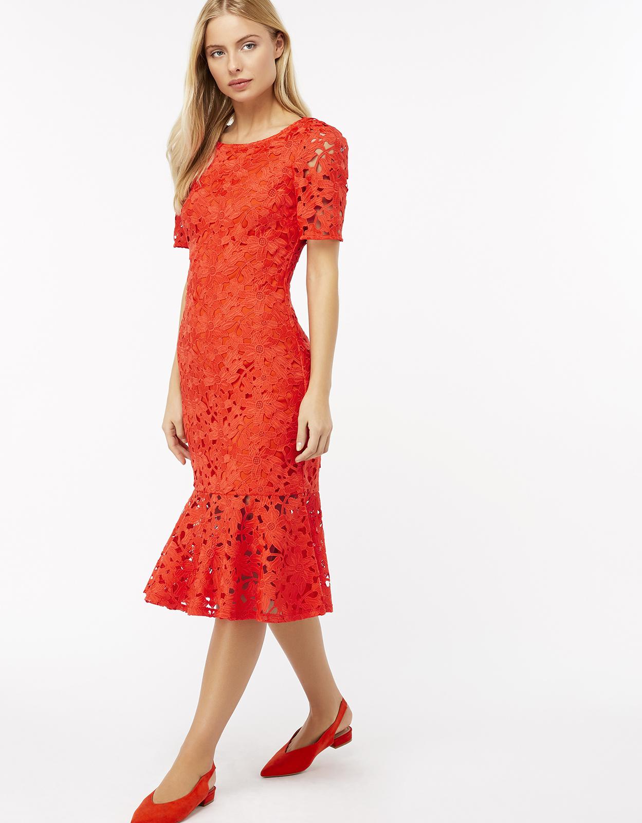 monsoon orange lace dress
