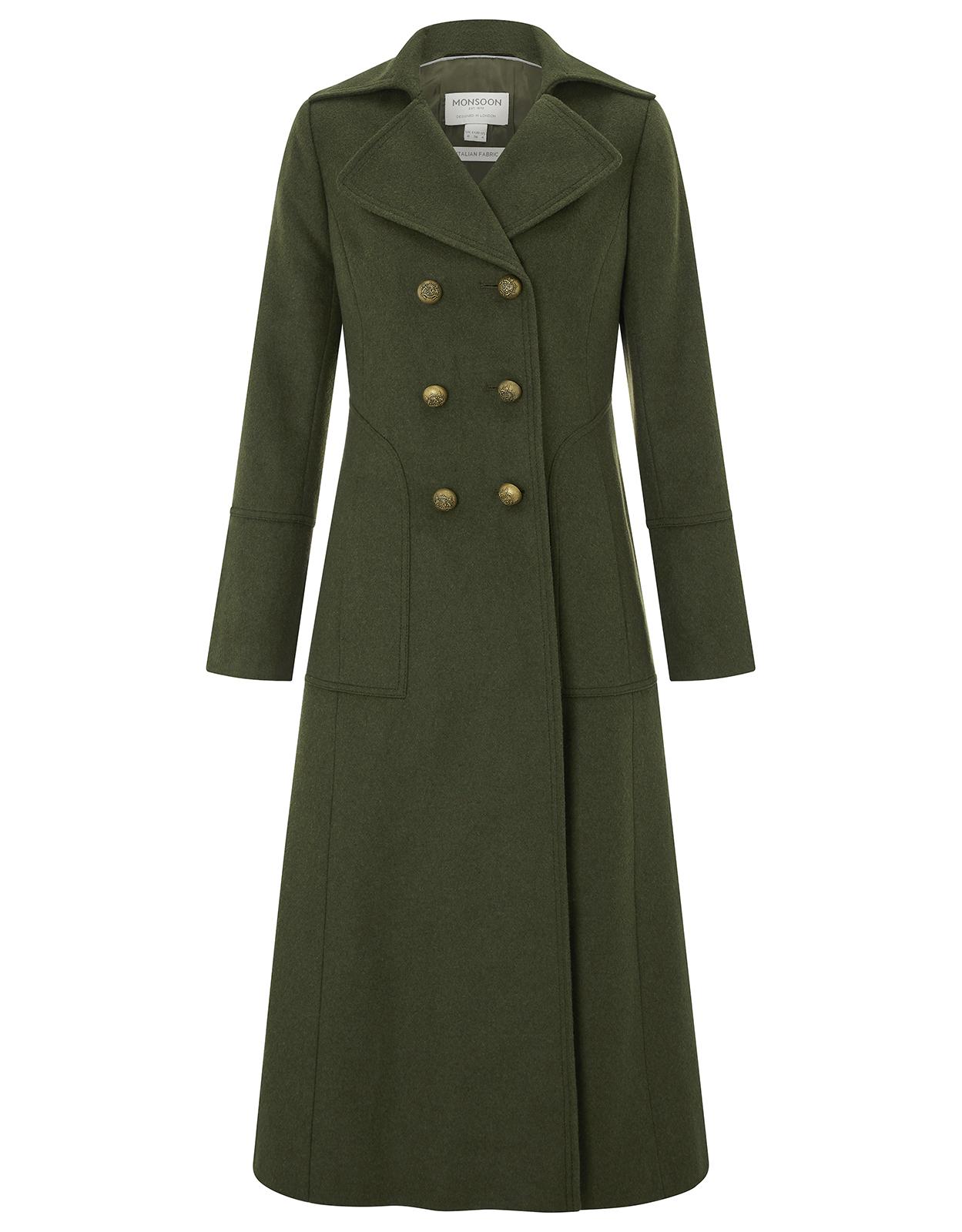 Monsoon Charlotte Wool Blend Maxi Coat in Dark Green (Green) Lyst