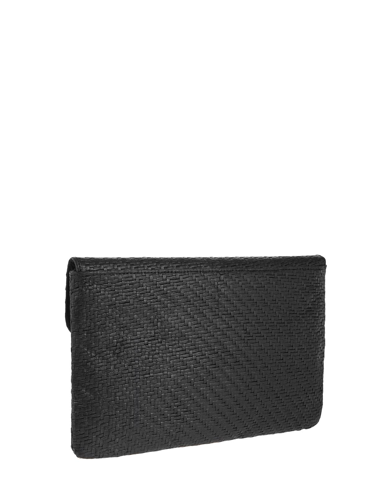 black raffia clutch bag