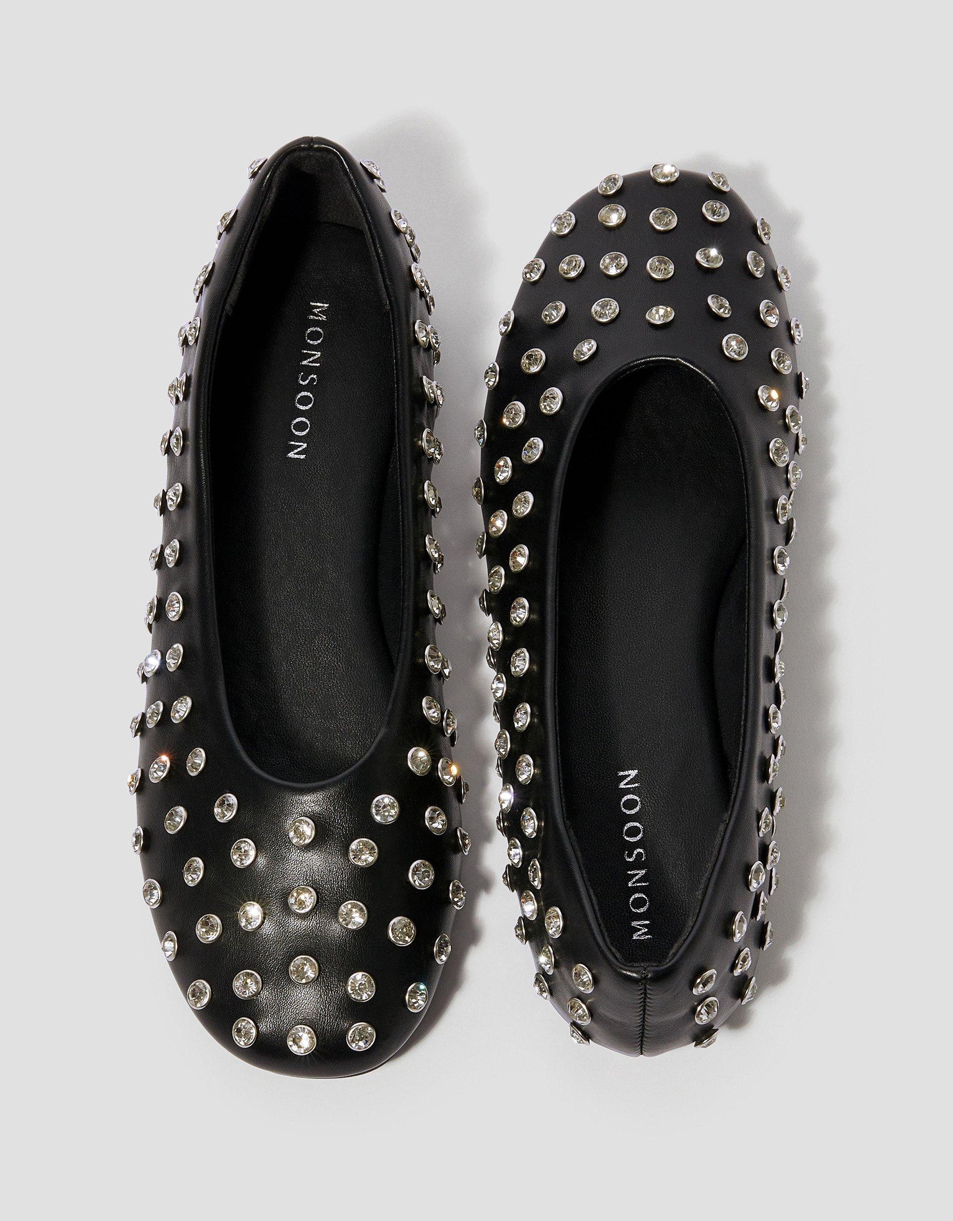 Monsoon Julia Jewel Ballet Flats Black Lyst UK