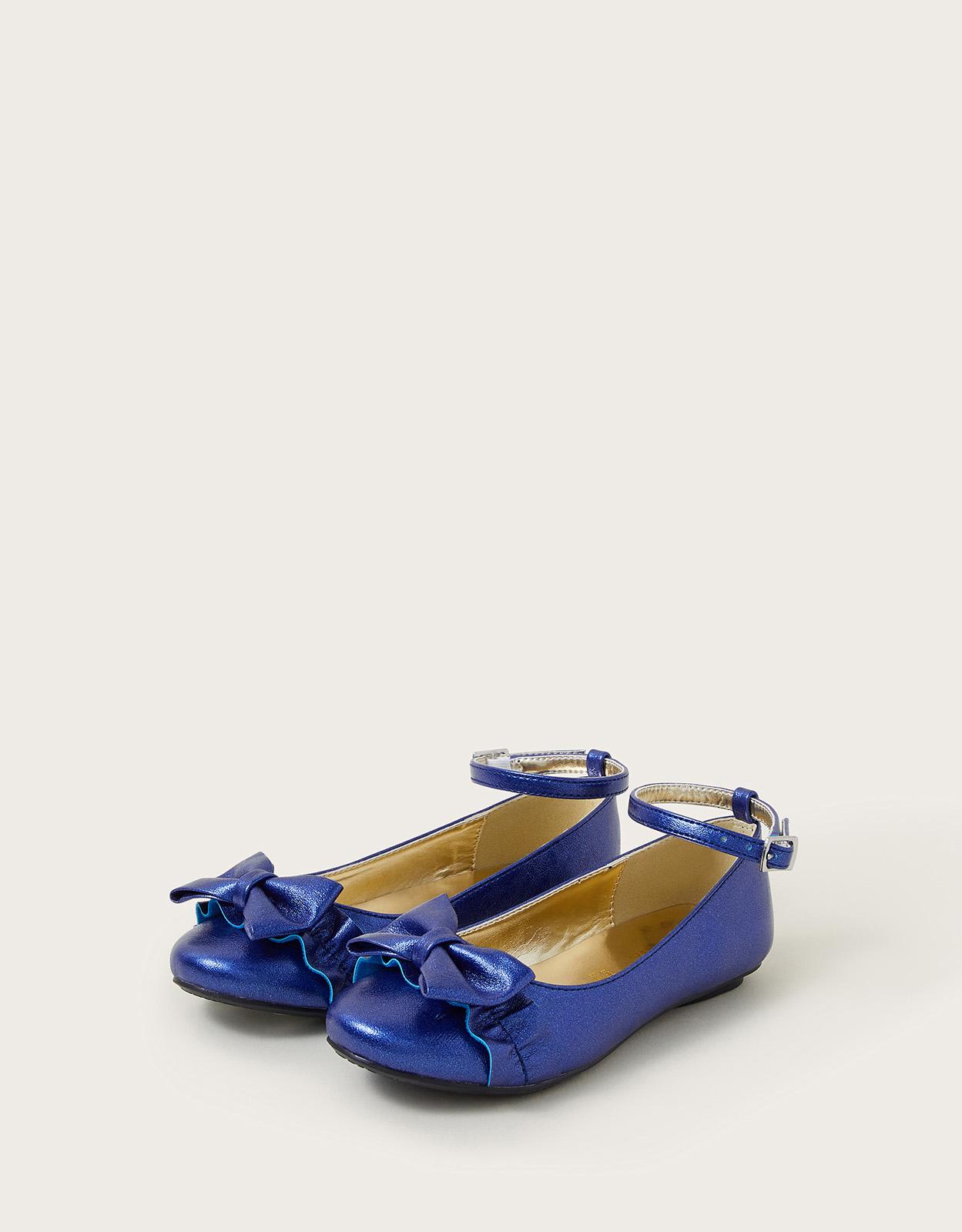 Monsoon Bow Ruffle Ballet Flats Blue Lyst UK