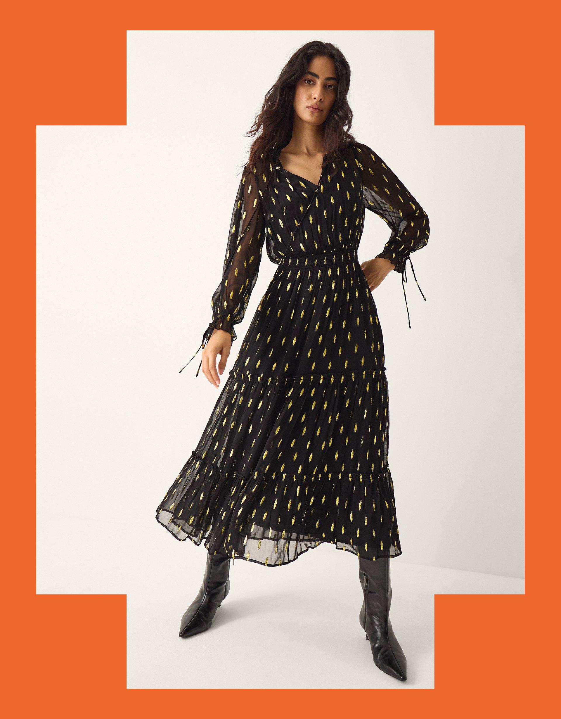 monsoon black and gold dress Monsoon Size 16 Sumptuous Holly Green & Gold Brocade Dress – Want that Dress main image 0
