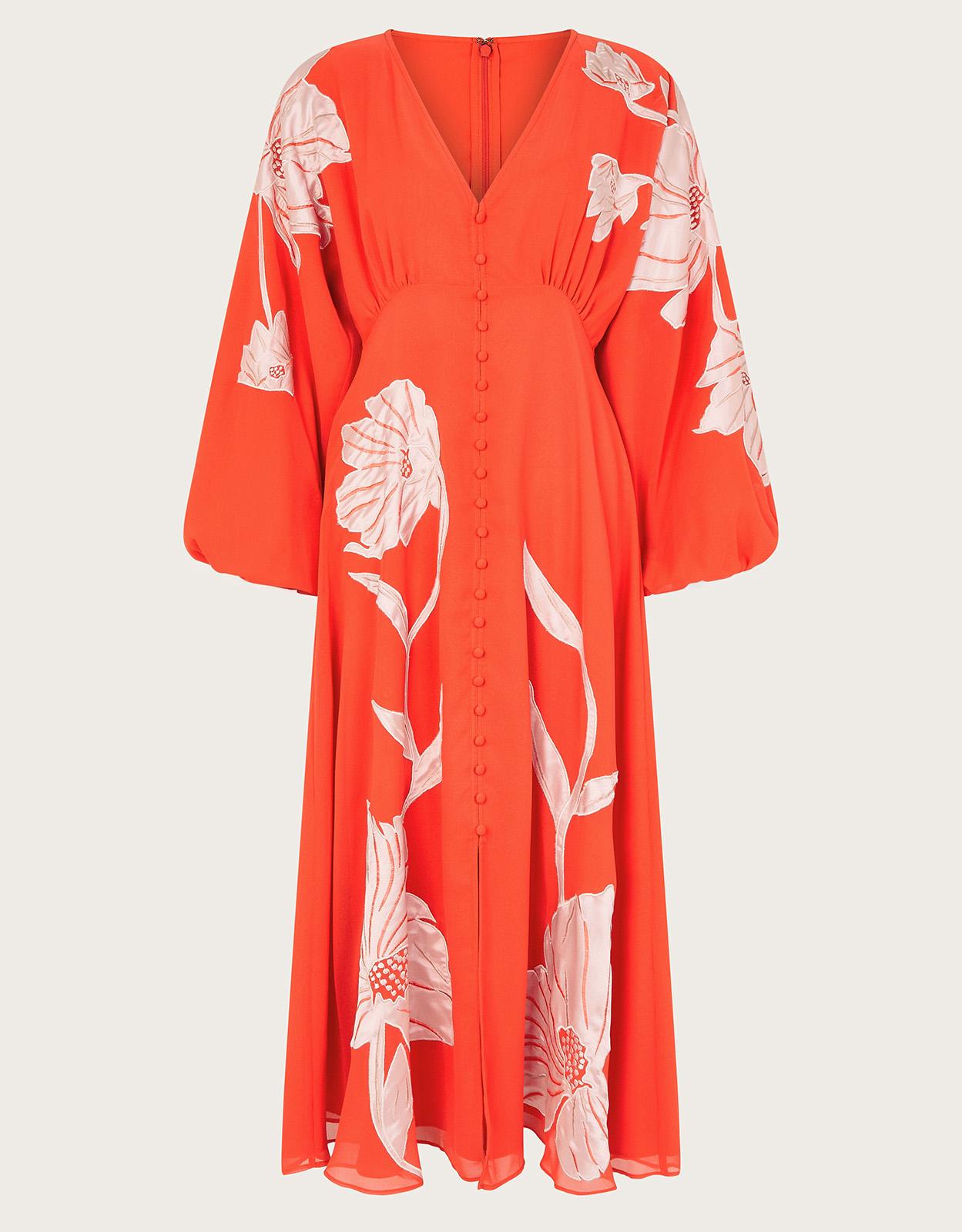 Monsoon Talia Floral Applique Midi Tea Dress Orange in Red Lyst UK