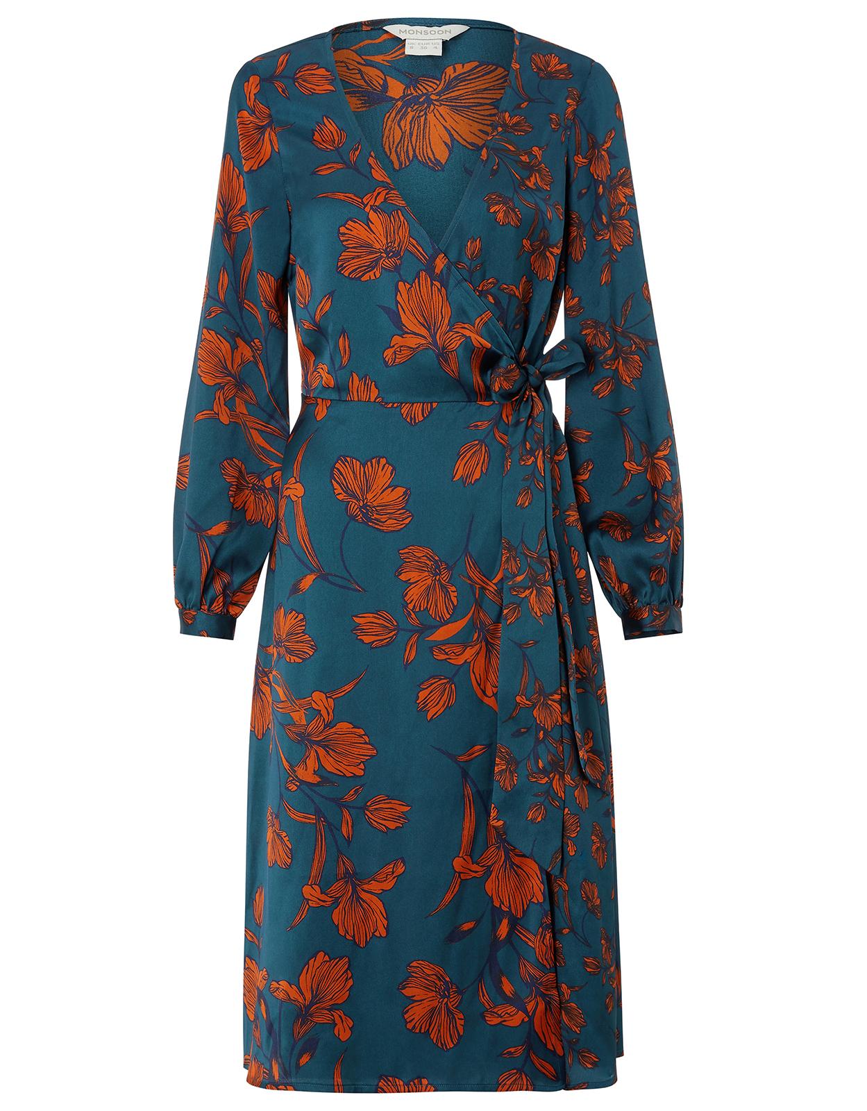 shayna floral print wrap midi dress