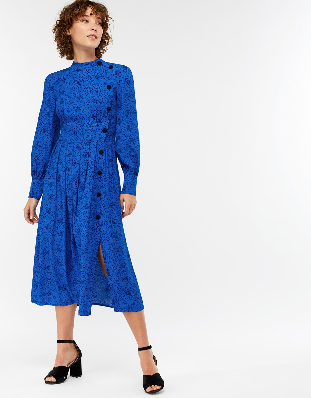 Monsoon Synthetic Celleni Star Print Midi Dress in Cobalt (Blue) | Lyst UK