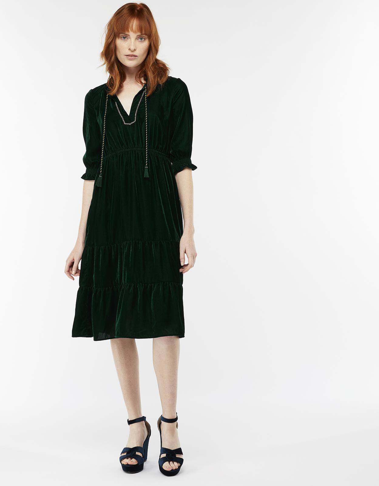 monsoon green velvet dress