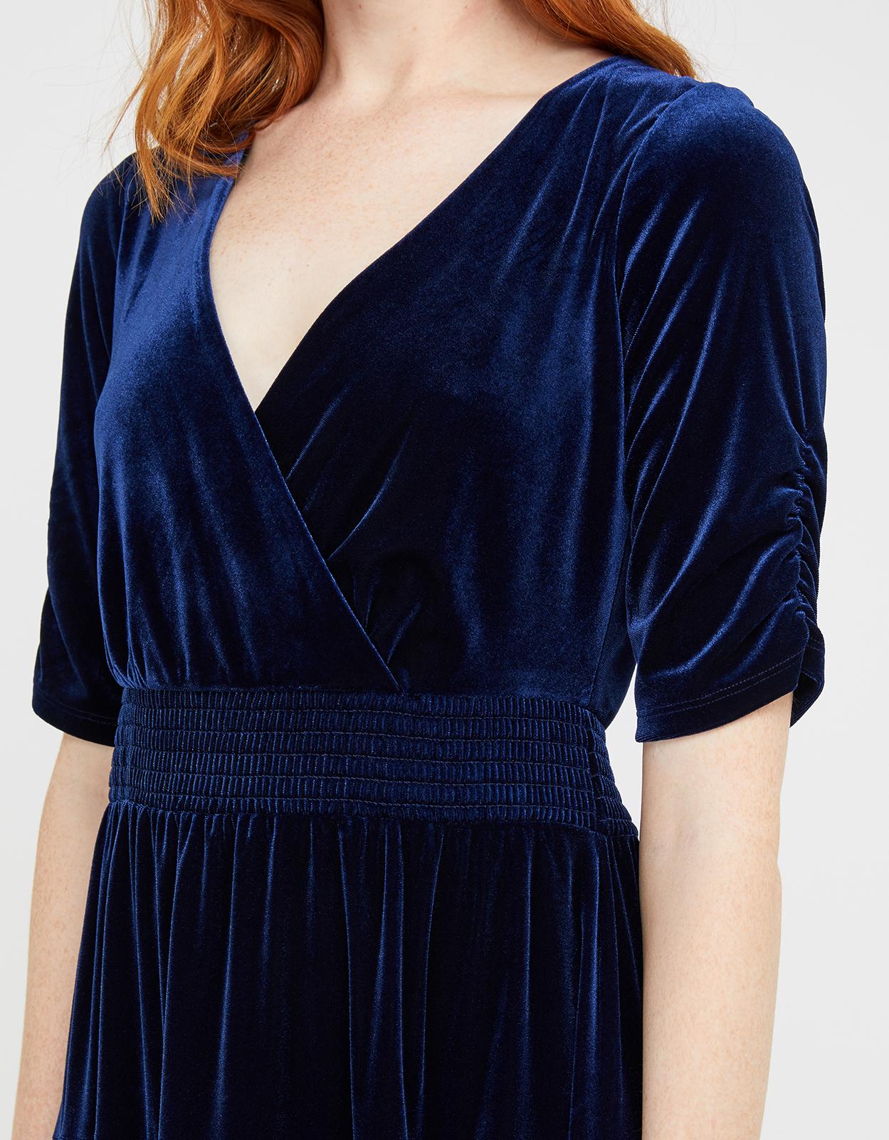 Monsoon 'stevie' Smock Velvet Midi Dress in Navy (Blue) Lyst