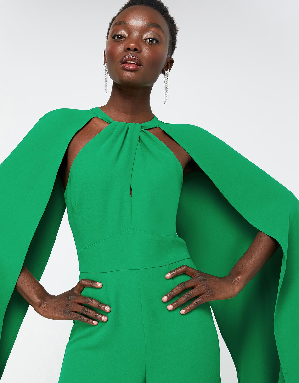 green cape jumpsuit