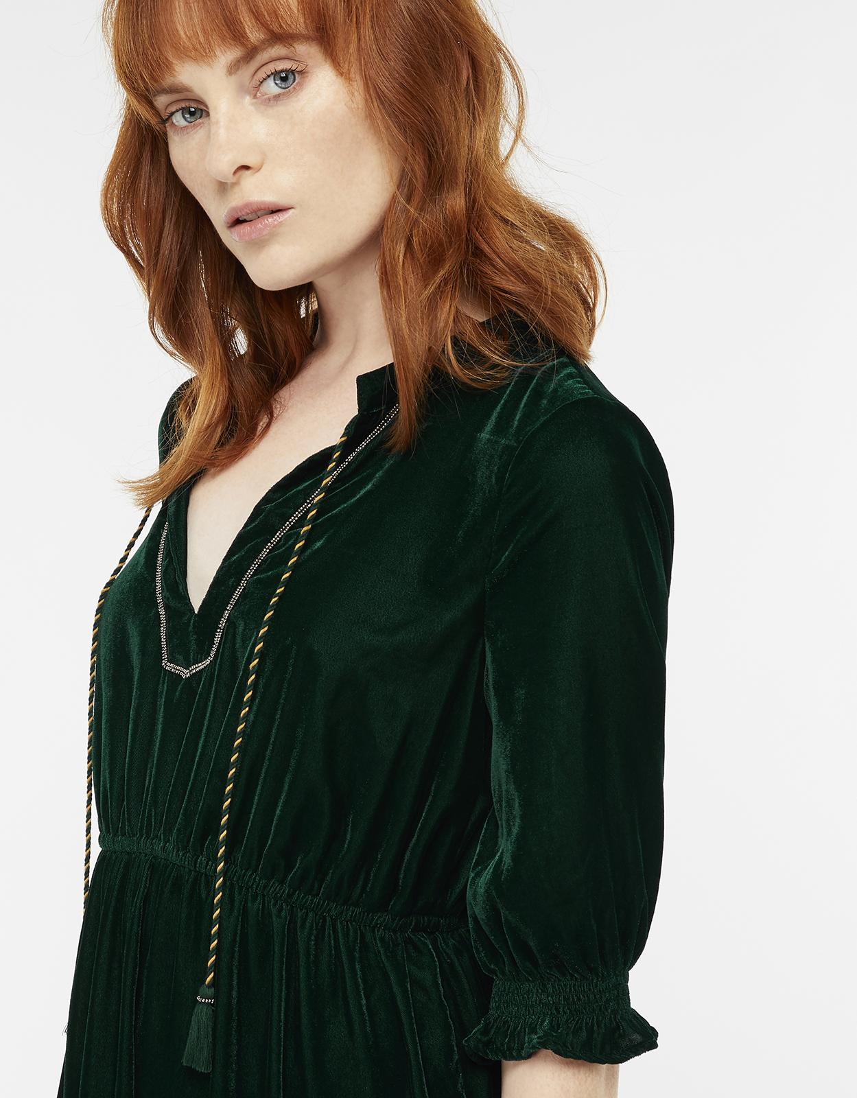 monsoon green velvet dress