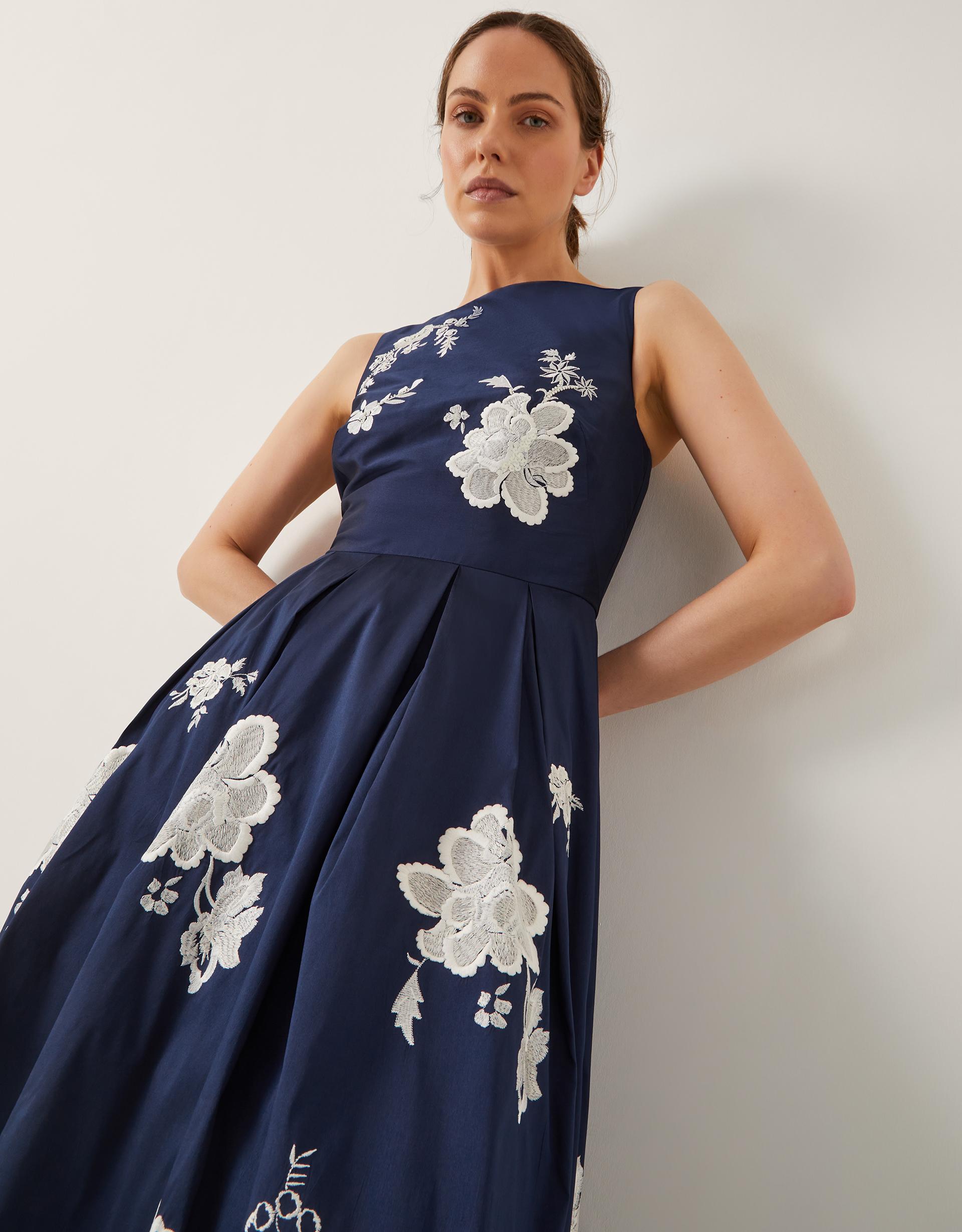 monsoon navy embroidered dress Monsoon Girls Navy Sequin Dress With Embroidered Bird Size 12-13 Worn Once