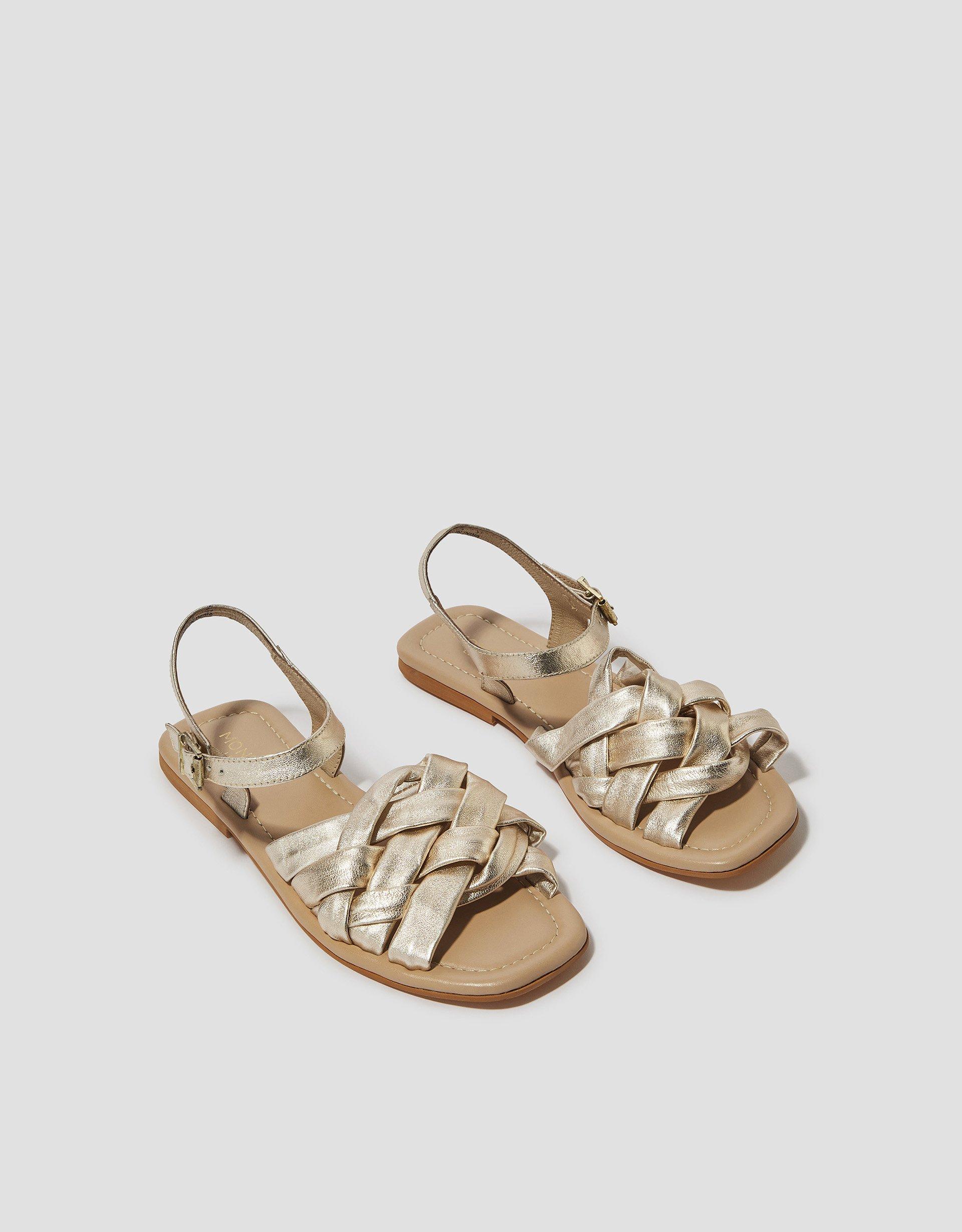 Monsoon Pip Woven Leather Sandals Gold in Metallic Lyst UK